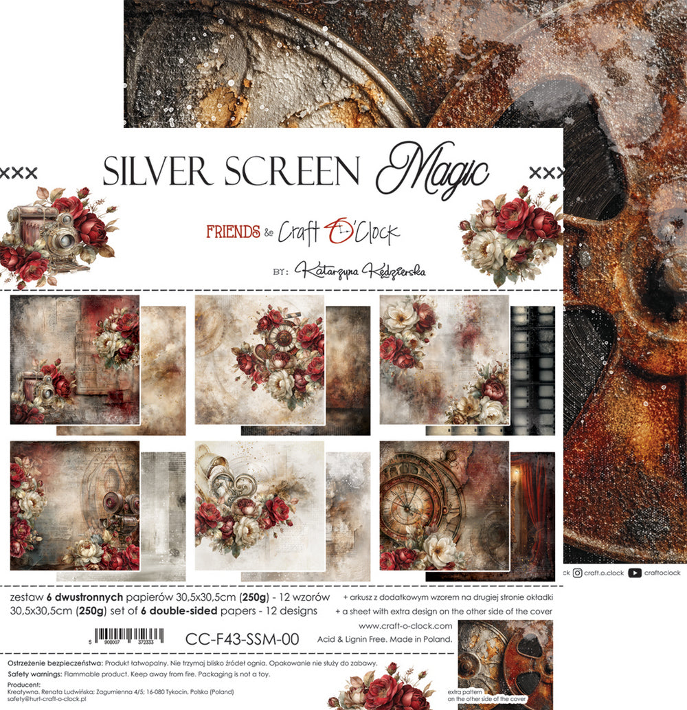 Craft O'Clock - Silver Screen Magic - Paper Pack - 12 x 12"