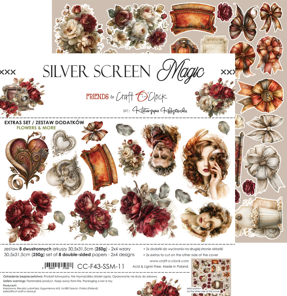 Craft O'Clock - Silver Screen Magic - Flowers Extras Set - 12x12"