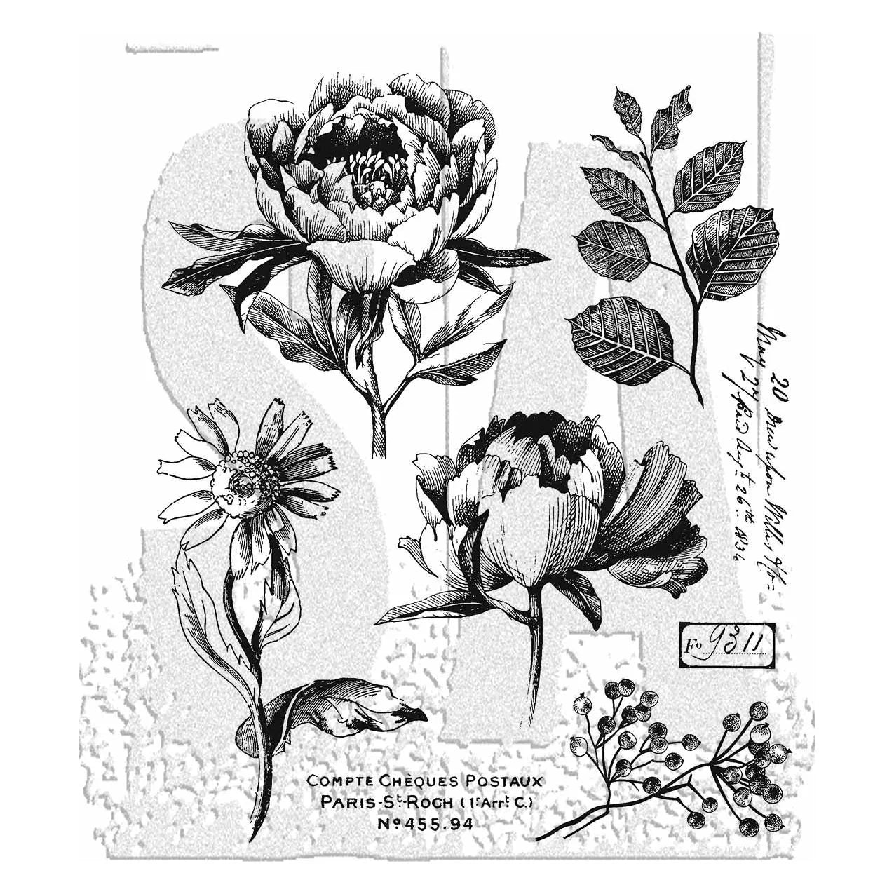 Tim Holtz Collection - Cling Stamps - French Garden