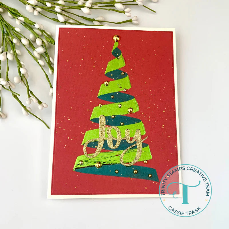 Trinity Stamps - Layering  Stencil - Ribbon Wrapped Tree