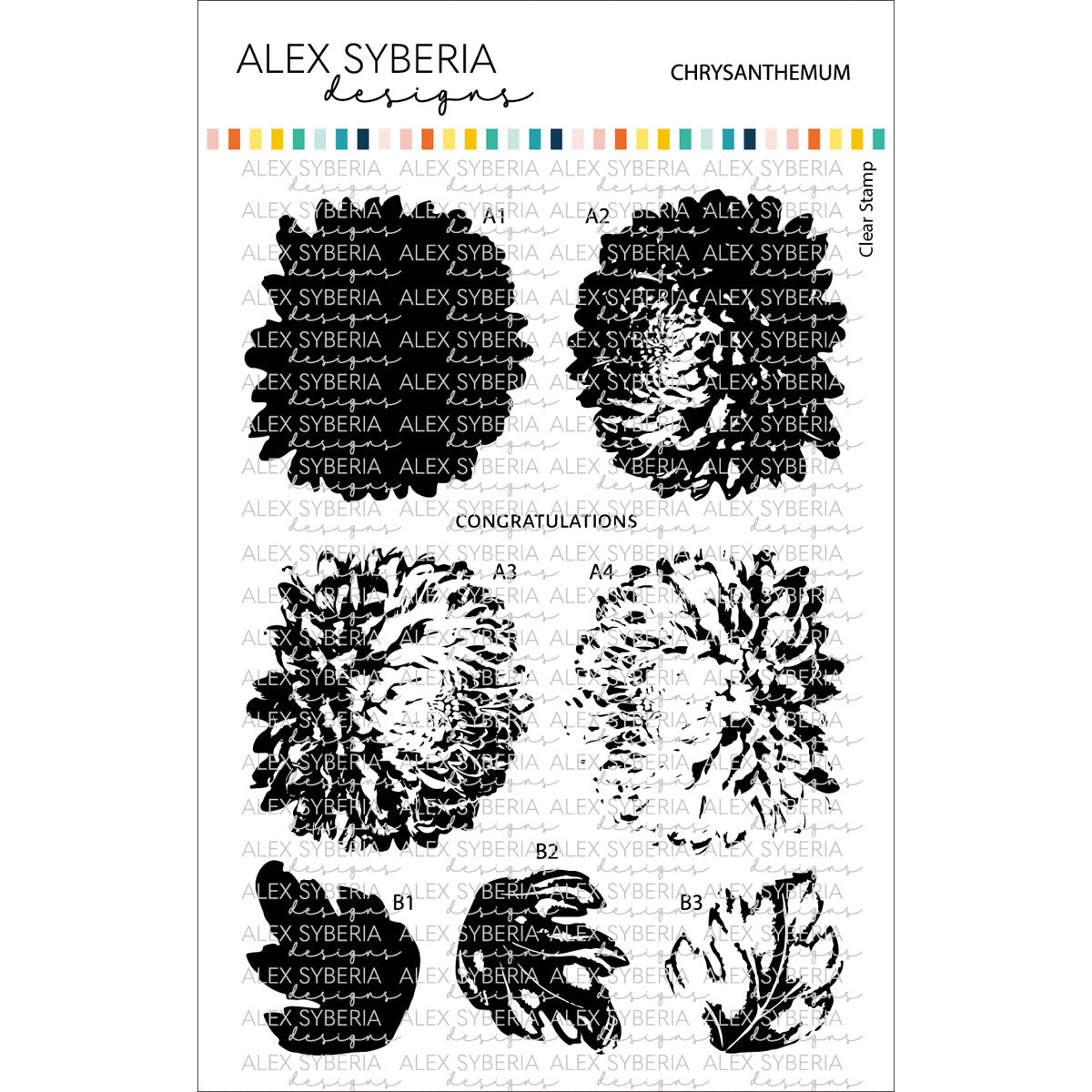Alex Syberia Designs - Clear stamps - Chrysanthemum - A6