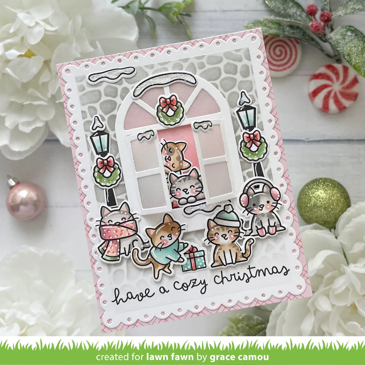 Lawn Fawn - Clear Stamps - Cozy Cats Christmas add-on