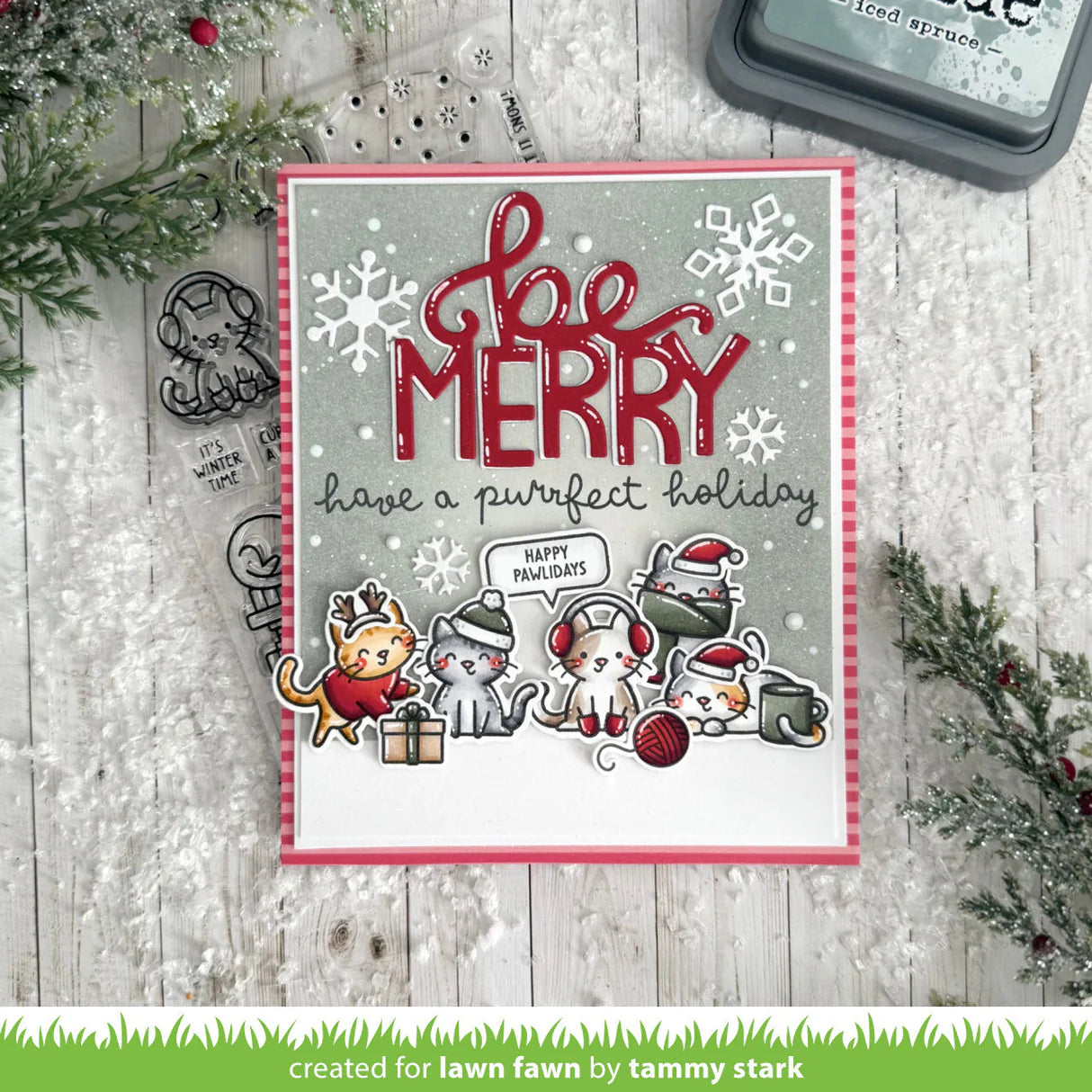 Lawn Fawn - Clear Stamps - Cozy Cats Christmas add-on