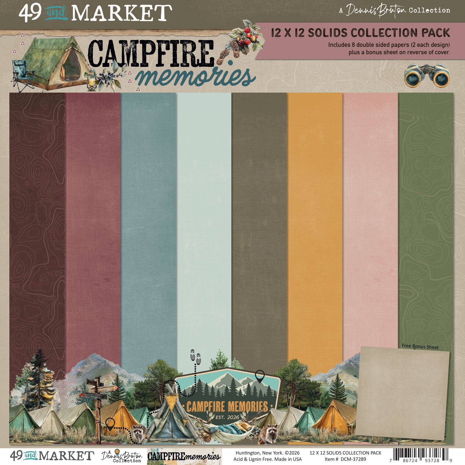 49 and Market - Campfire Memories - Solids Collection Pack - 12 x 12"
