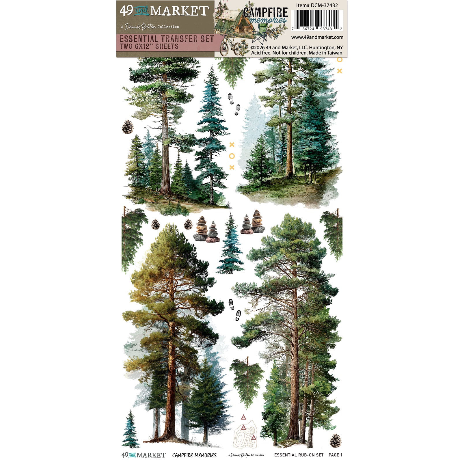 49 and Market - Campfire Memories - Essential 6 x 12" Rub Ons