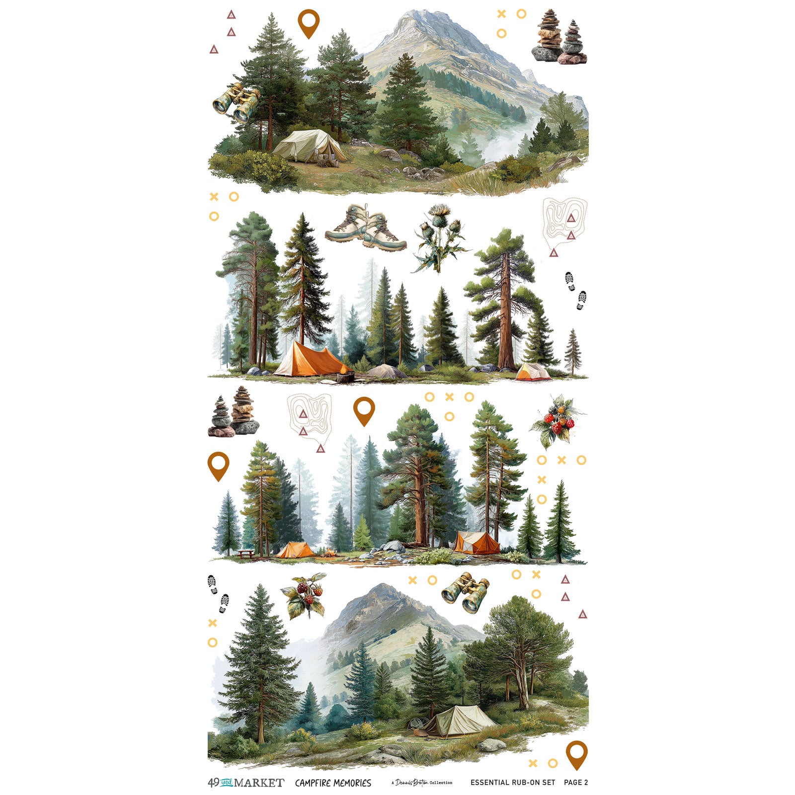 49 and Market - Campfire Memories - Essential 6 x 12" Rub Ons