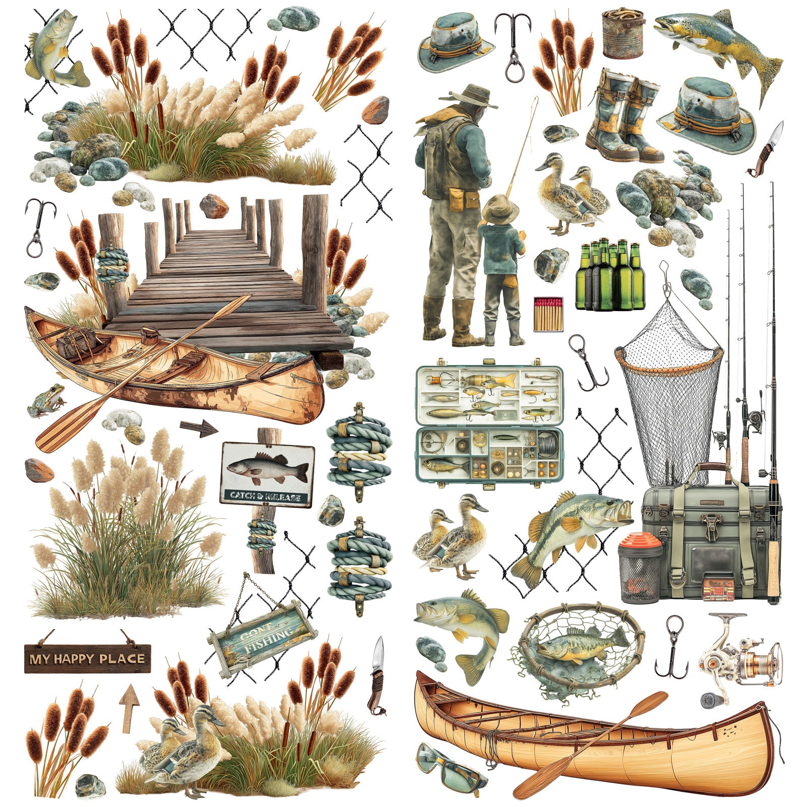 49 and Market - Campfire Memories - Laser Cut - Fishing