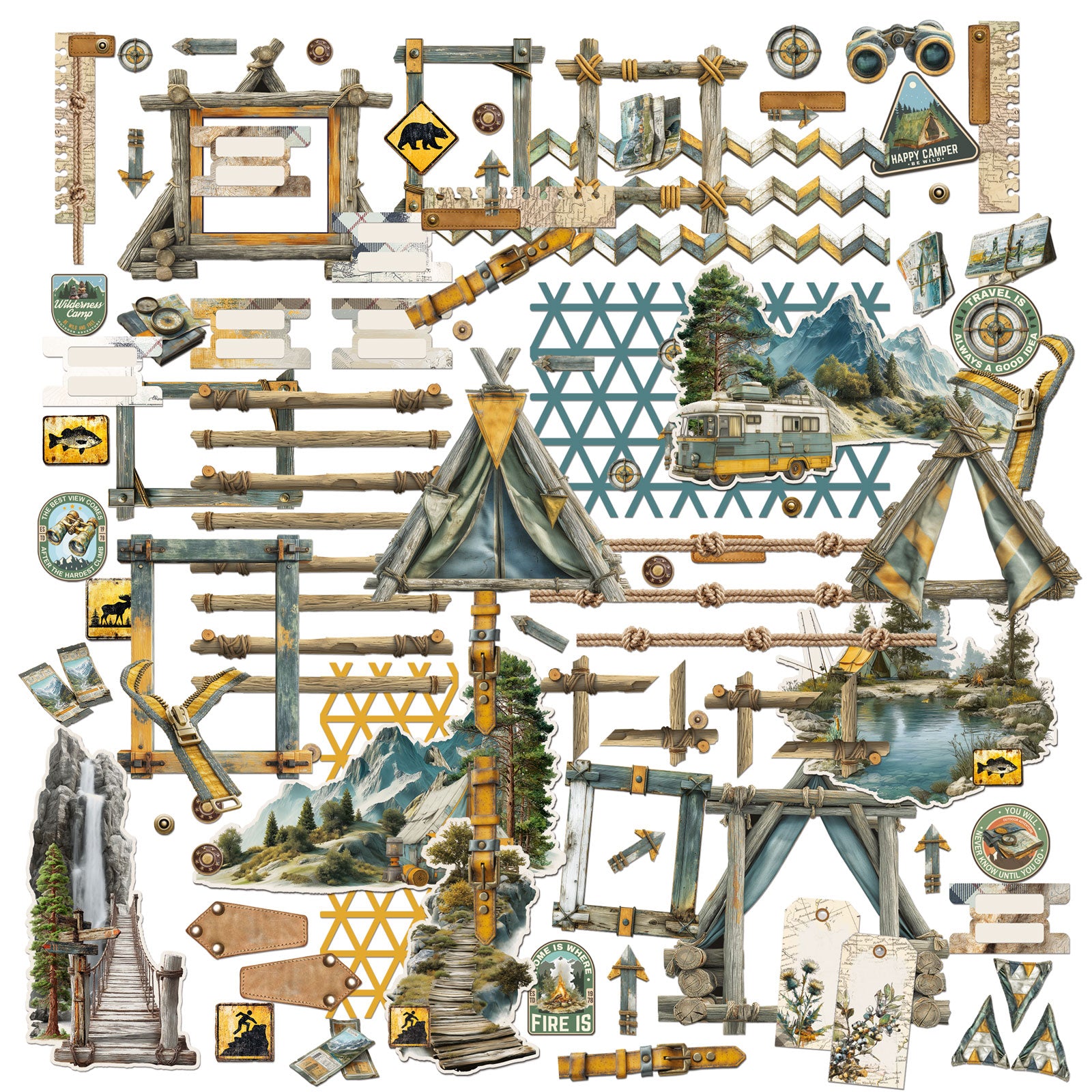49 and Market - Campfire Memories - Ephemera & Frame Set