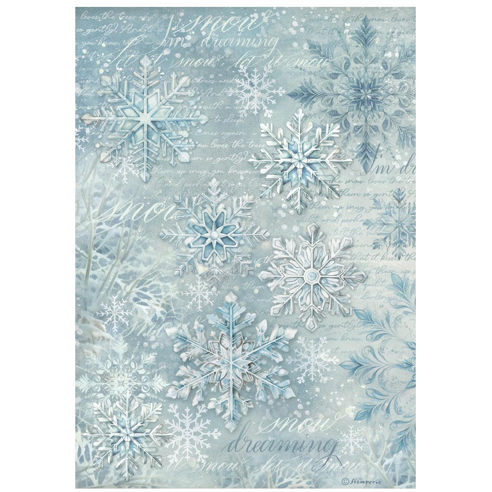 Stamperia - Rice Paper A4 - The Owl's house - Snowflakes