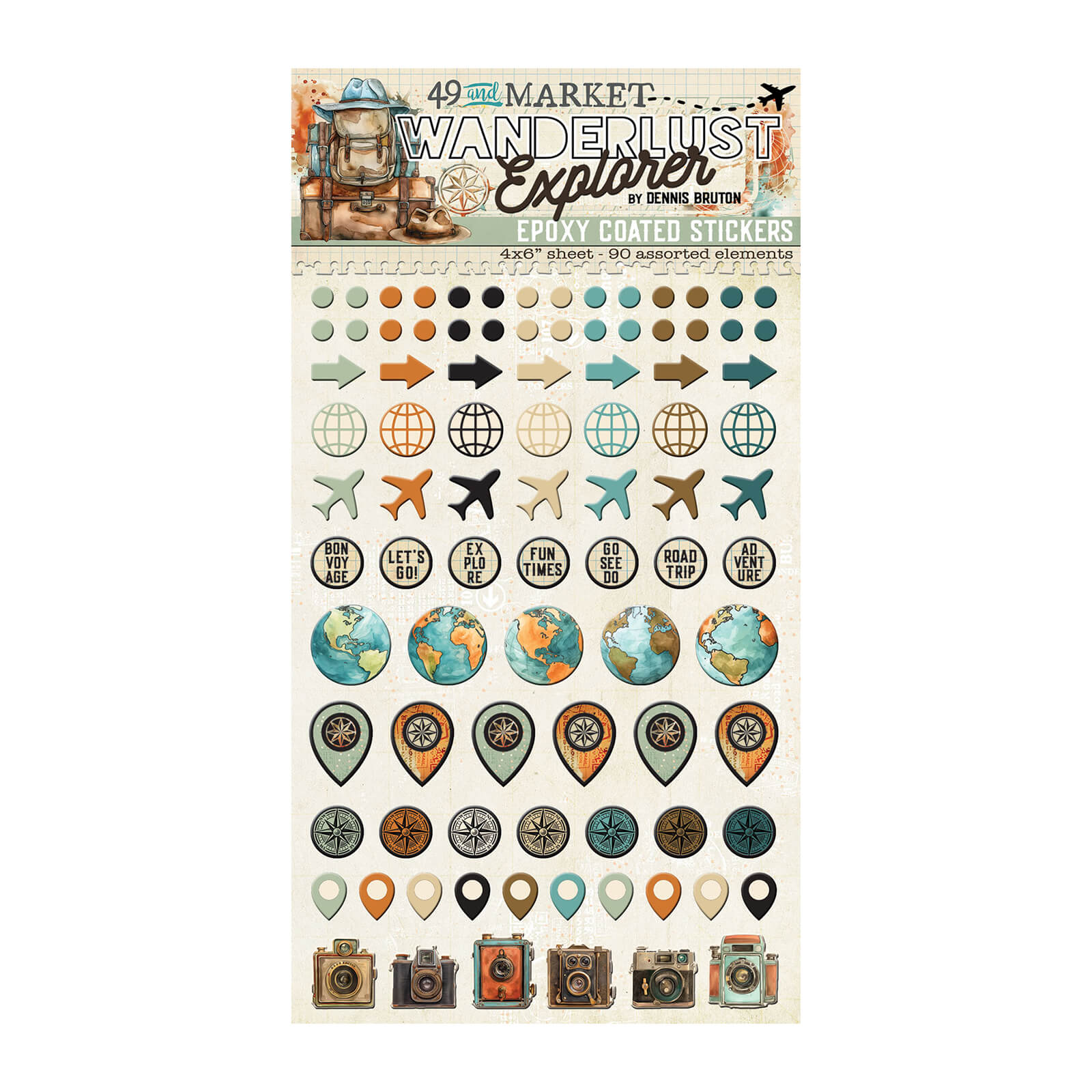 49 and Market -  Wanderlust Explorer - Whising Bubbles & Baubles - Epoxy Stickers