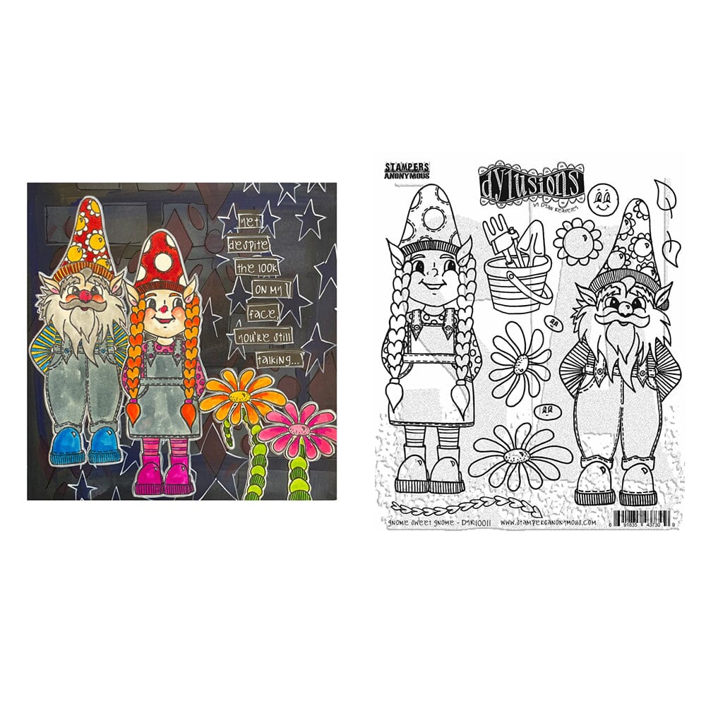 Dylusions - Cling mount stamps - Gnome sweet gnome