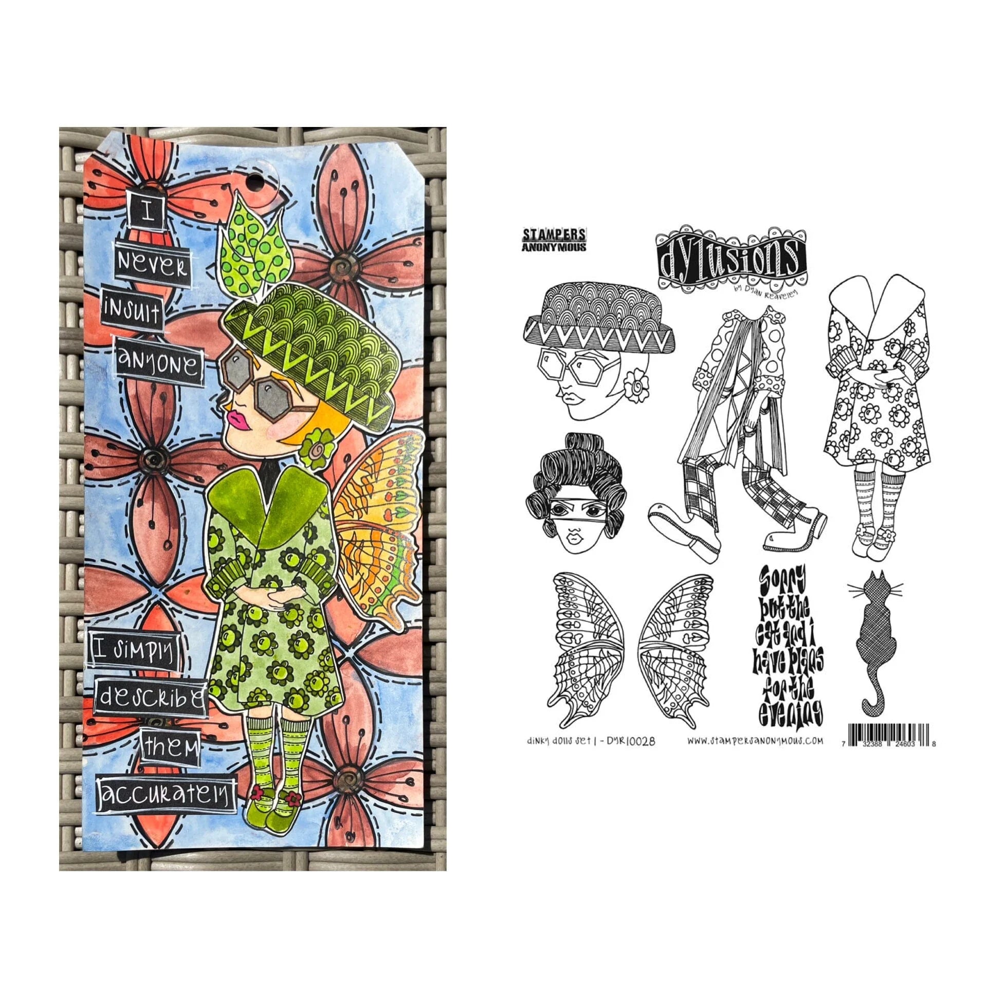 Dylusions - Cling Stamps - Dinky Doll - set 1