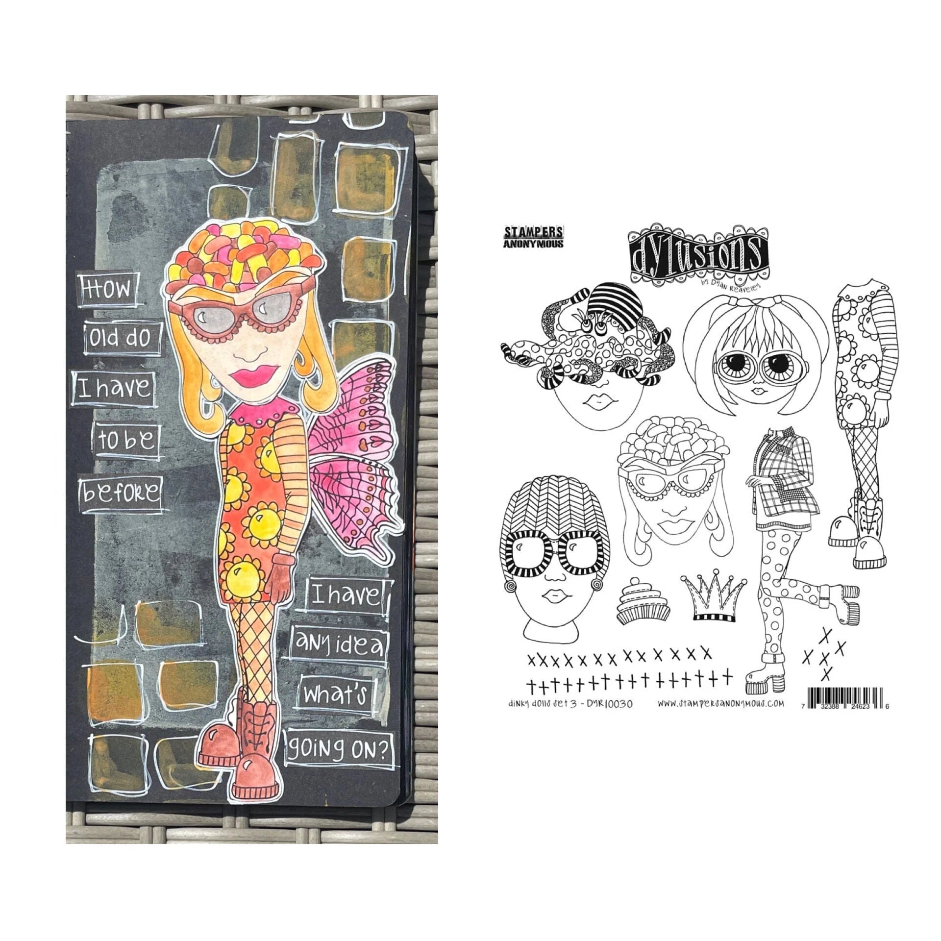 Dylusions - Cling Stamps - Dinky Doll - set 3