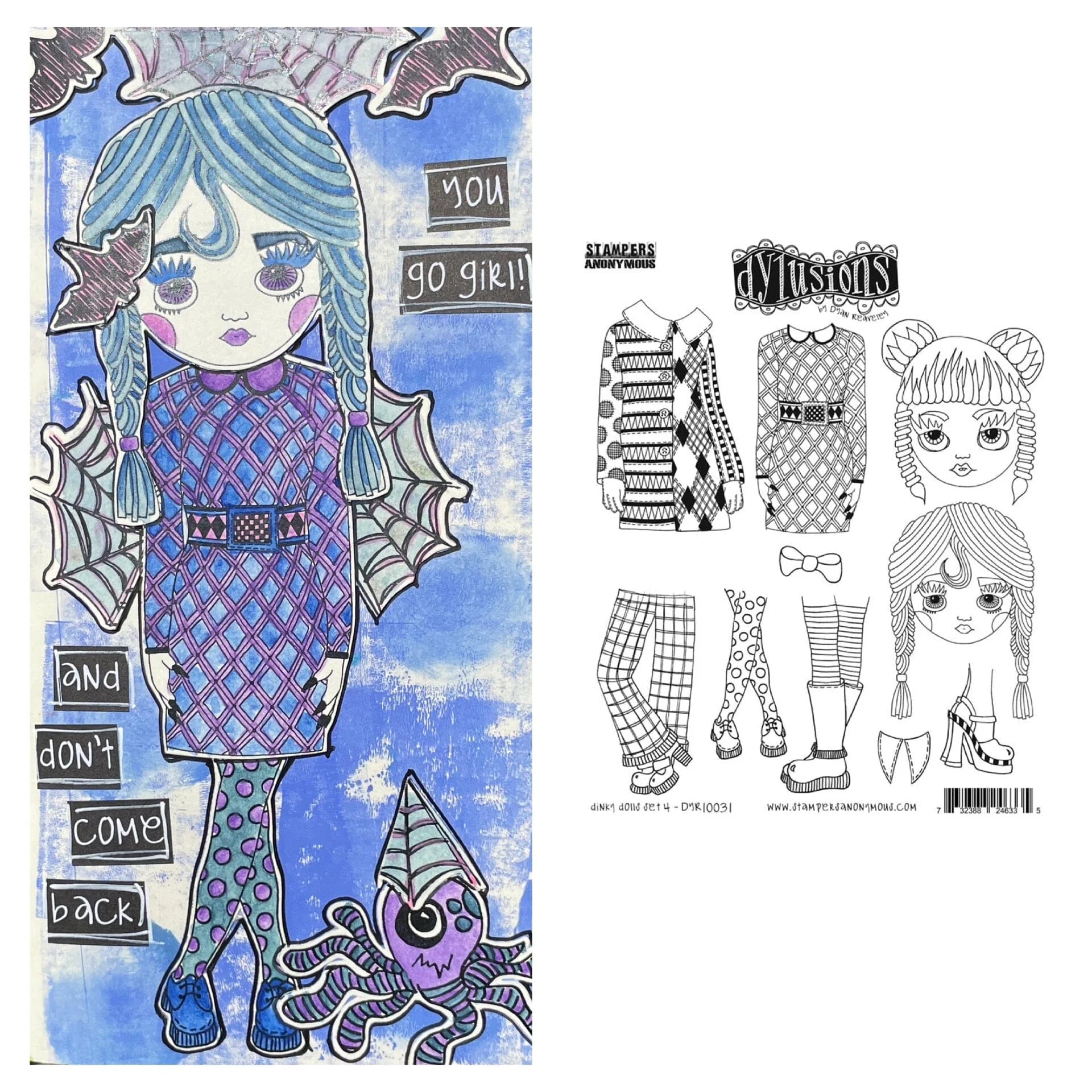 Dylusions - Cling Stamps - Dinky Doll - set 4
