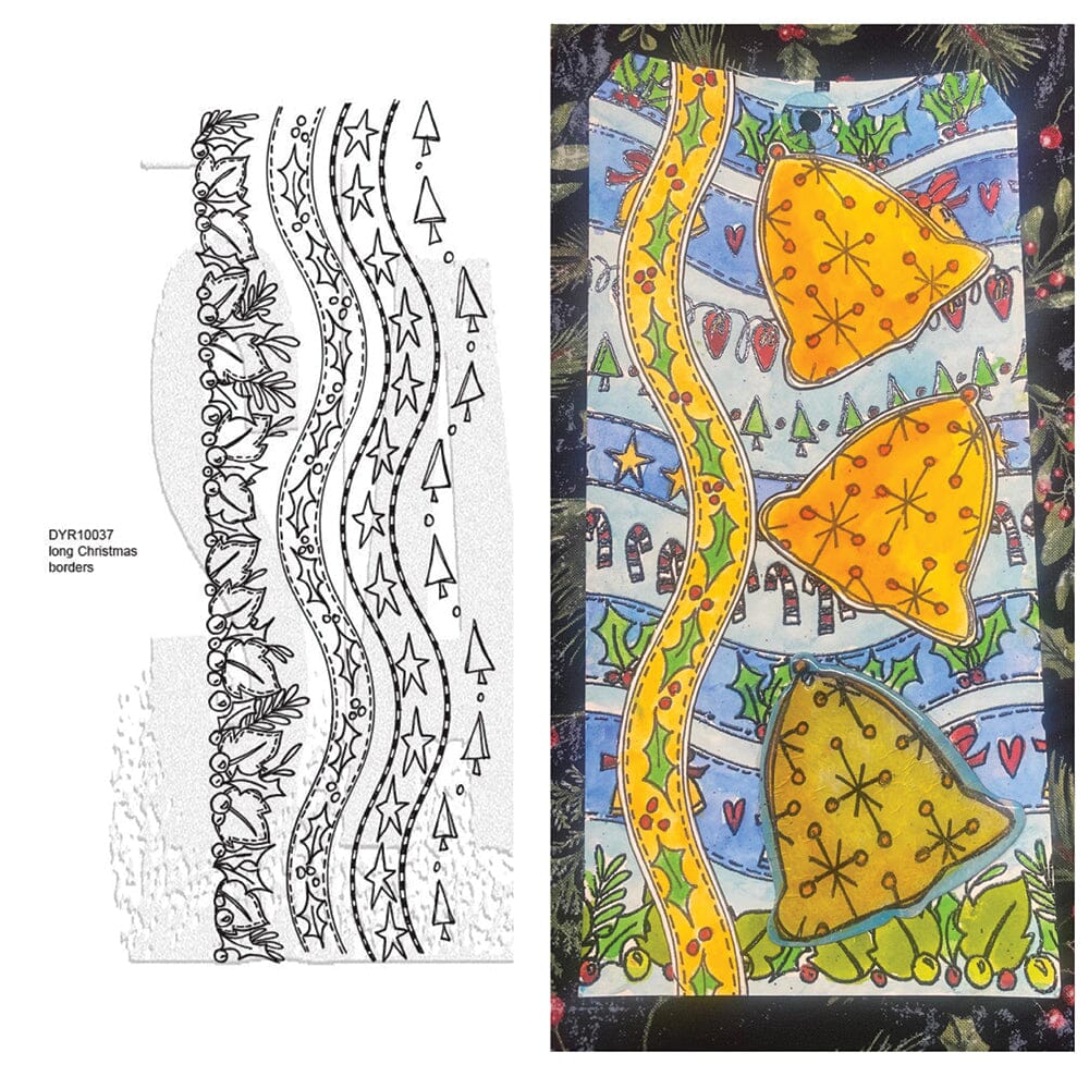 Dylusions - Cling mount stamps - Long Christmas Borders