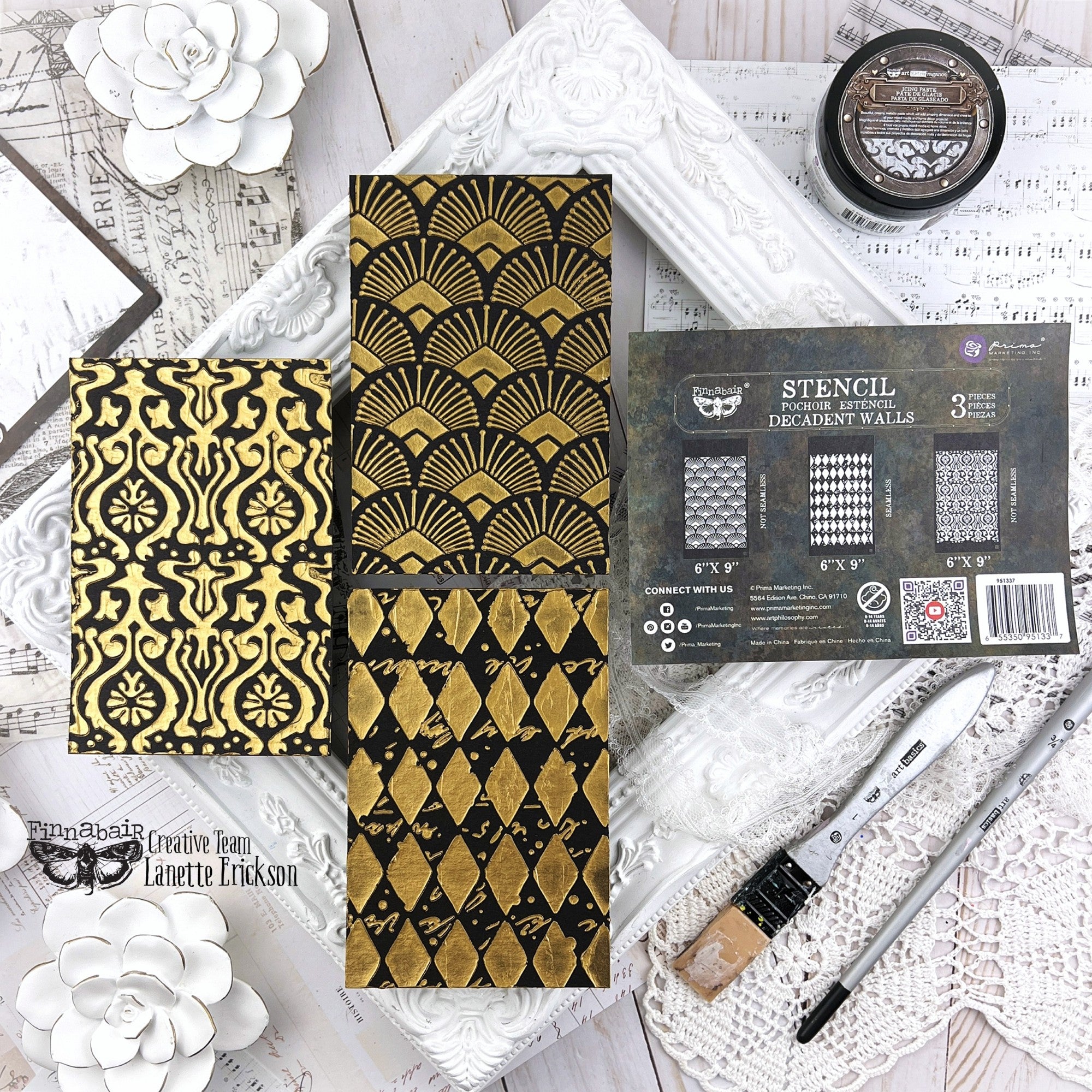 Prima - Finnabair - Elementals Stencil Set - Decadent Walls