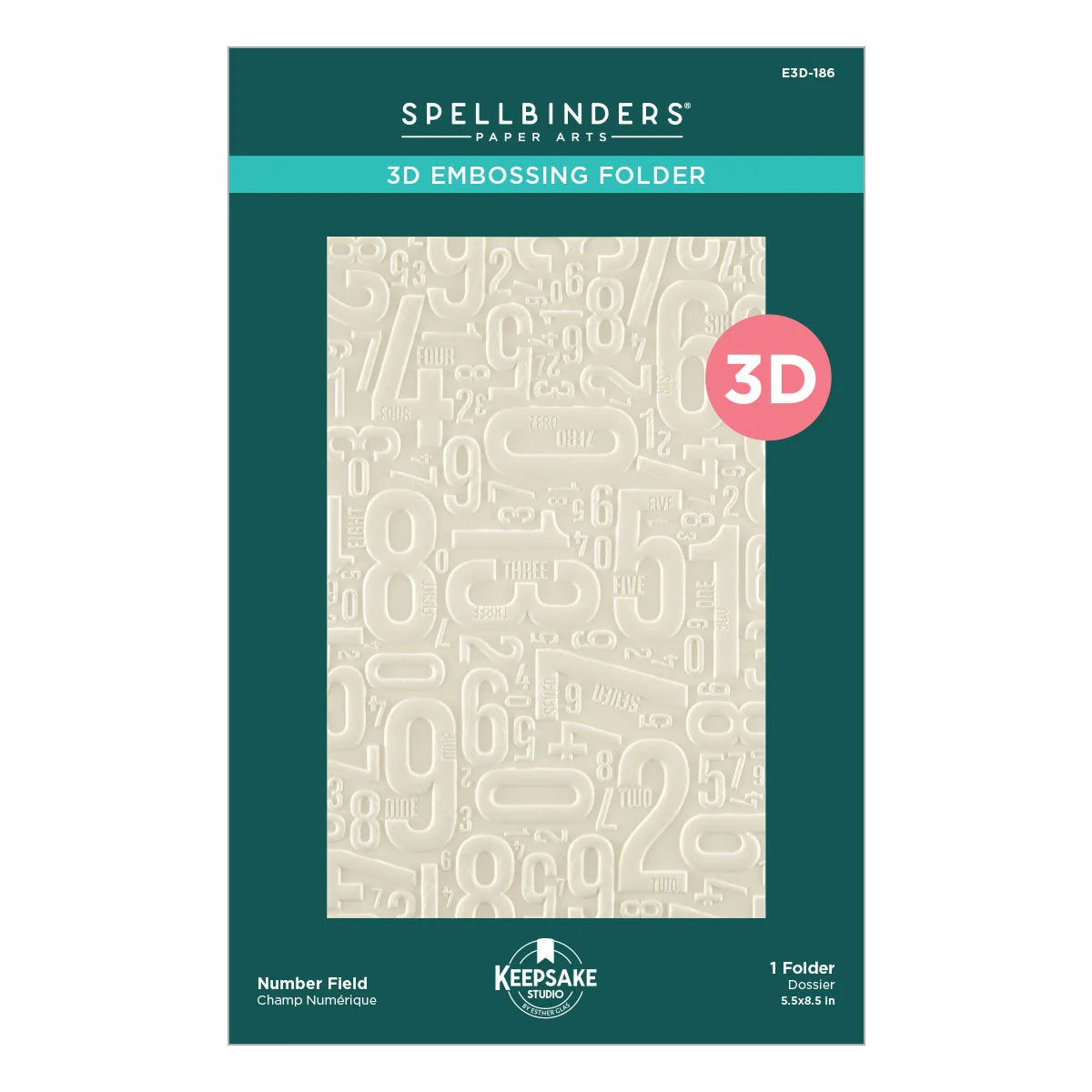 Spellbinders - Number Field 3D Embossing Folder by Esther Glas