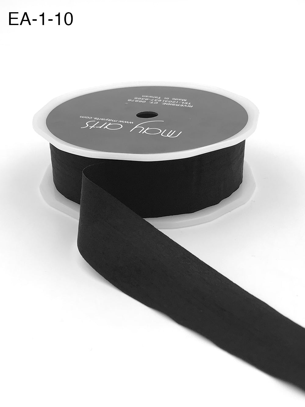 Wrinkled Faux Silk Ribbon - Black - 2,5 cm -   METERSVIS