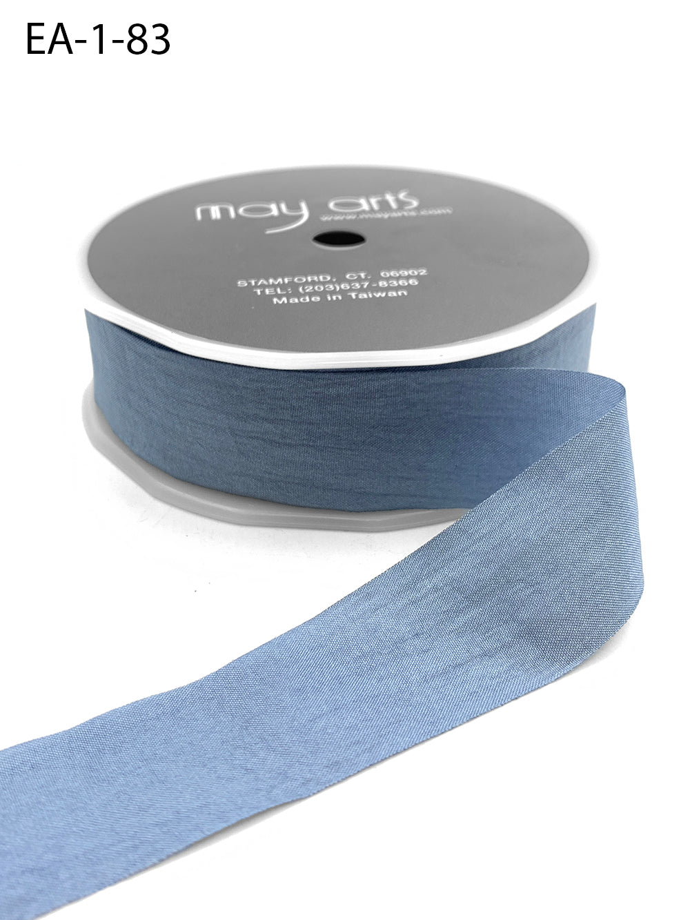 Wrinkled Faux Silk Ribbon - Slate Blue - 2,5 cm -   METERSVIS