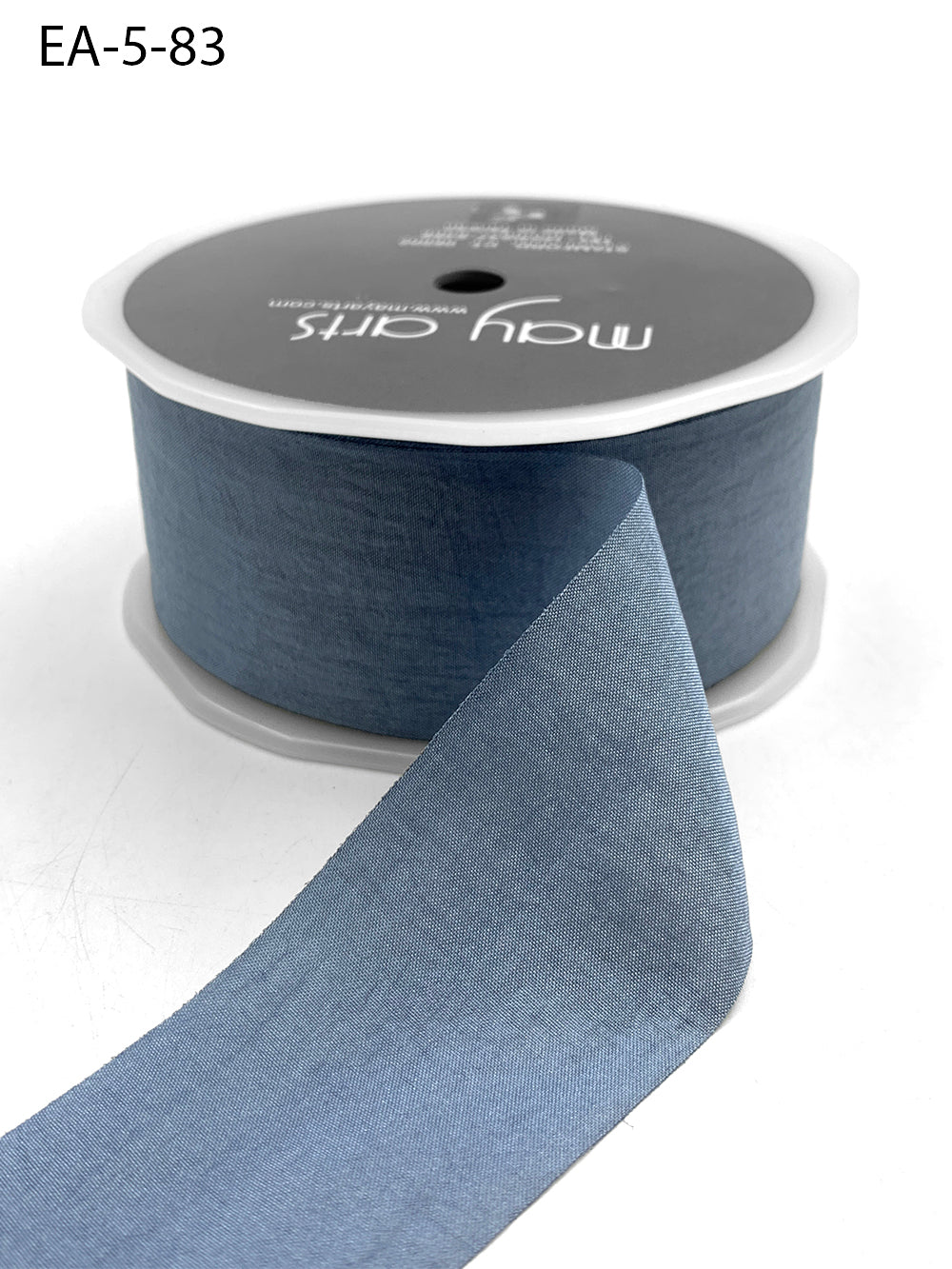 Wrinkled Faux Silk Ribbon - Slate Blue - 3,8 cm -   METERSVIS