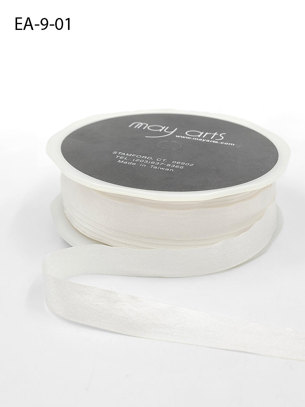 Wrinkled Faux Silk Ribbon - White - 1,25 cm -  METERSVIS