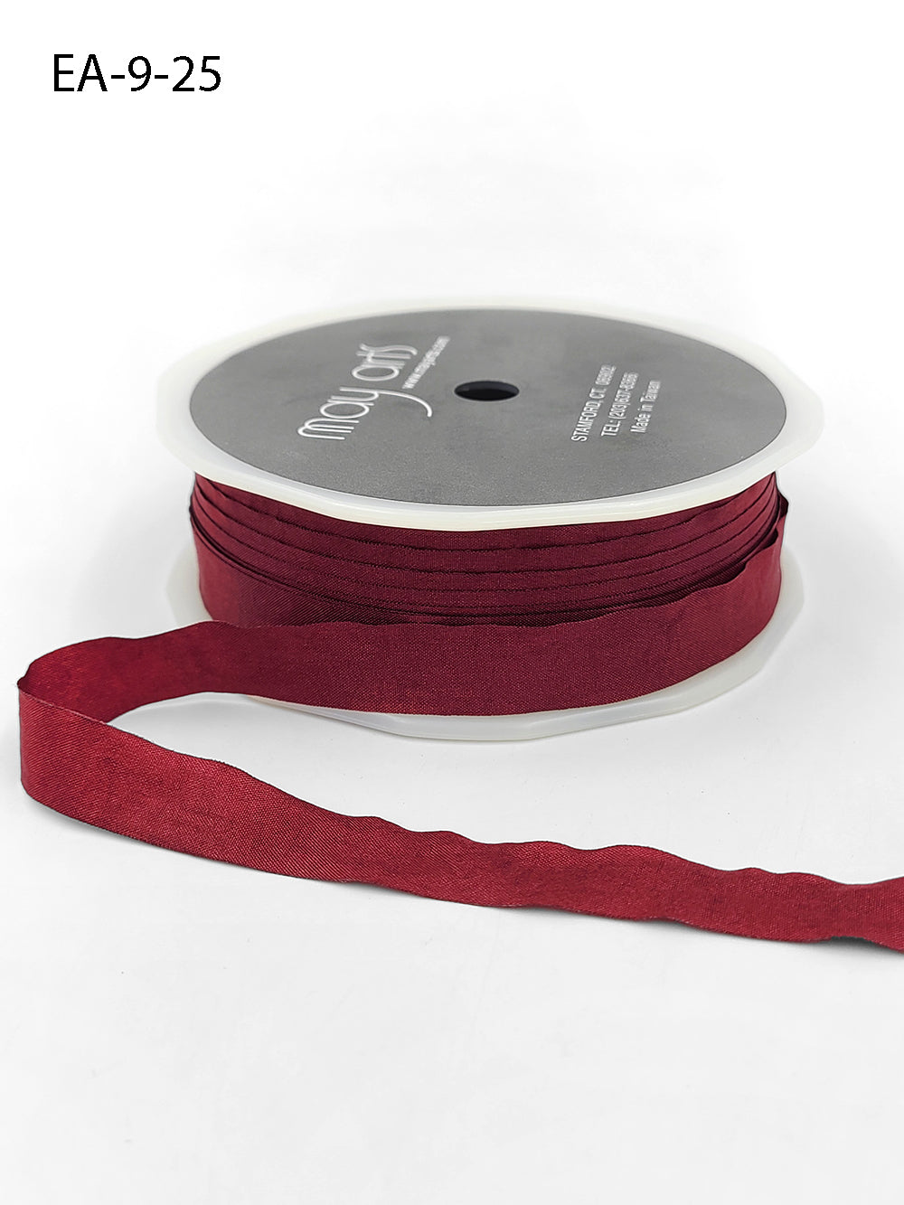 Wrinkled Faux Silk Ribbon - Burgundy - 1,25 cm - METERSVIS