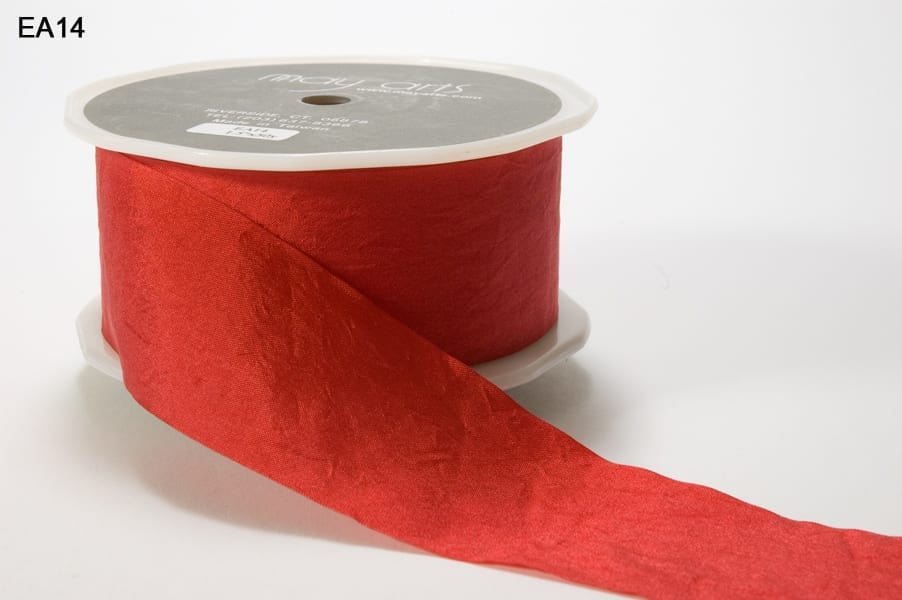 Wrinkled Faux Silk Ribbon - Red - 3,8 cm -   METERSVIS