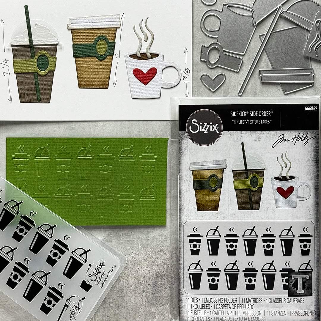 Sizzix -  Tim Holtz - Fresh Brewed Sidekick Dies and Texture Fade