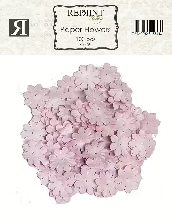 Reprint - Mini Papirblomster - Lys rosa