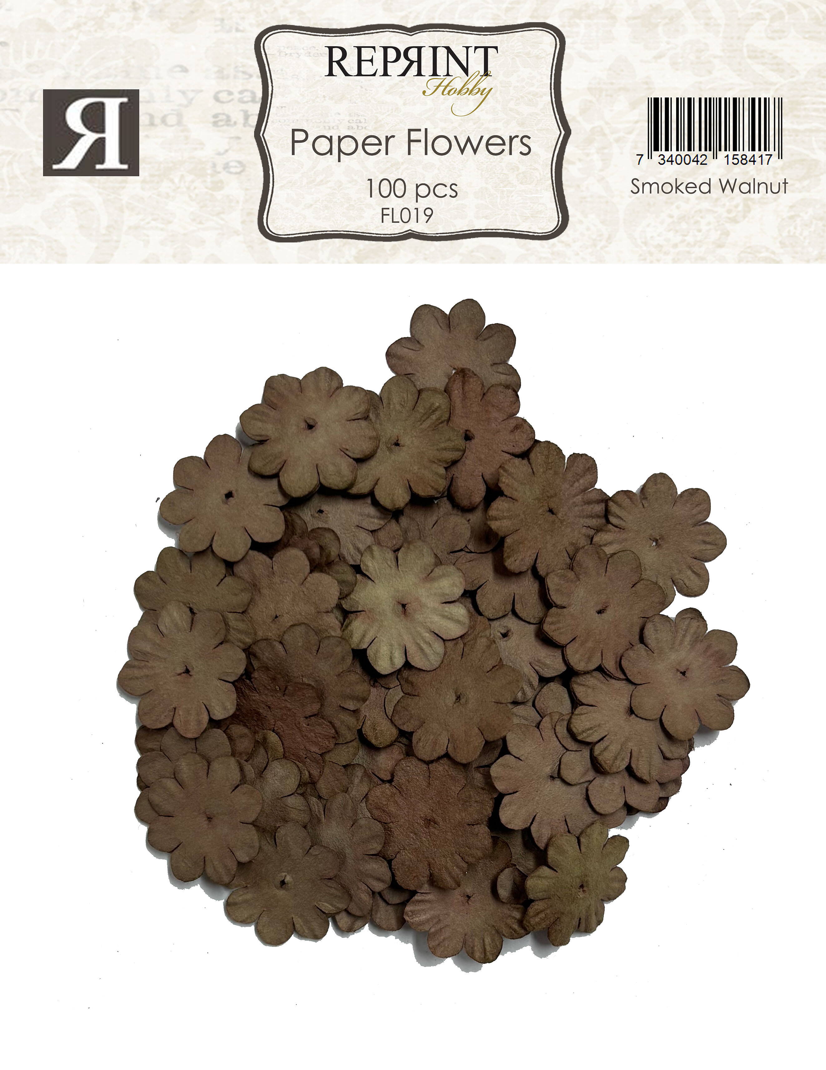 Reprint - Mini Papirblomster - Smoked Walnut