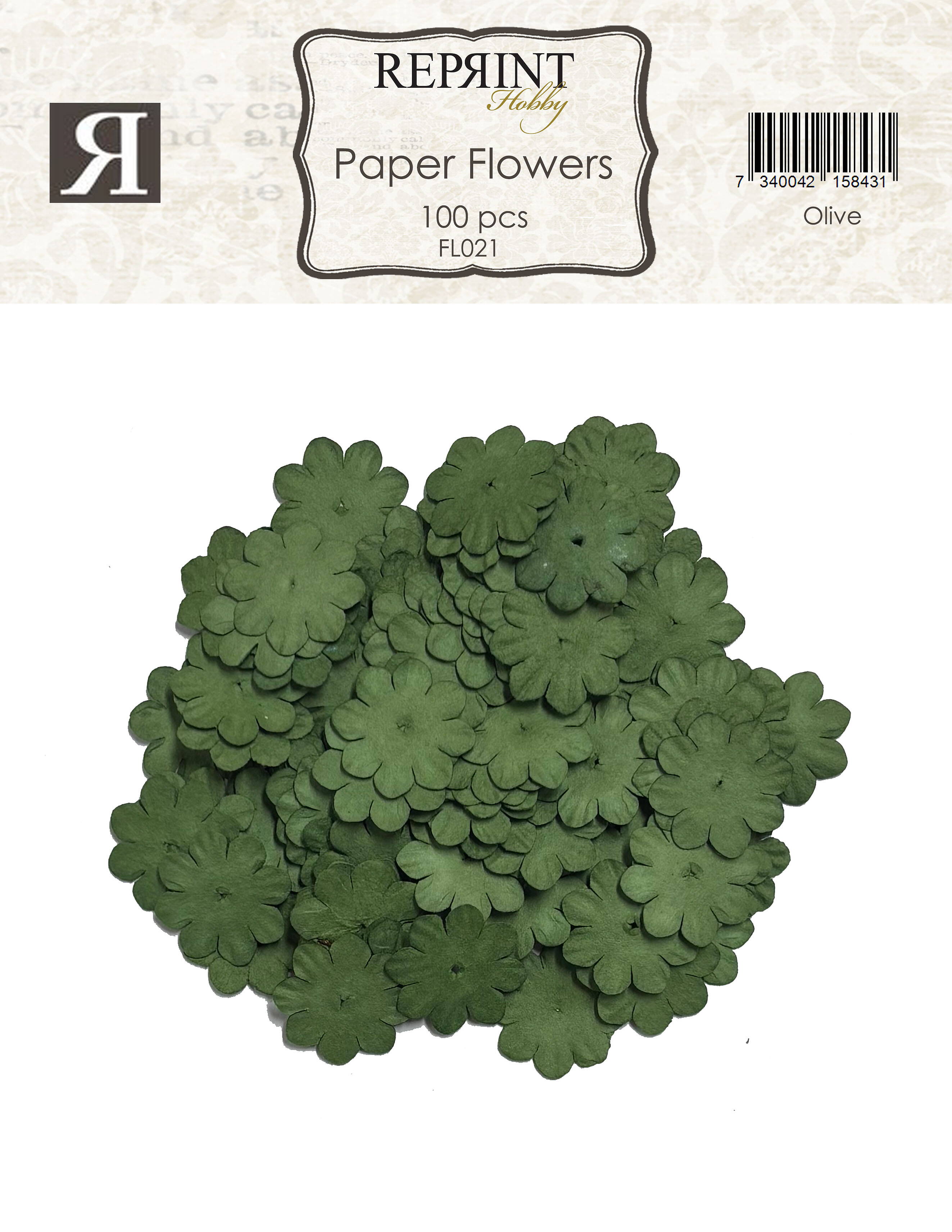 Reprint - Mini Papirblomster - Olive