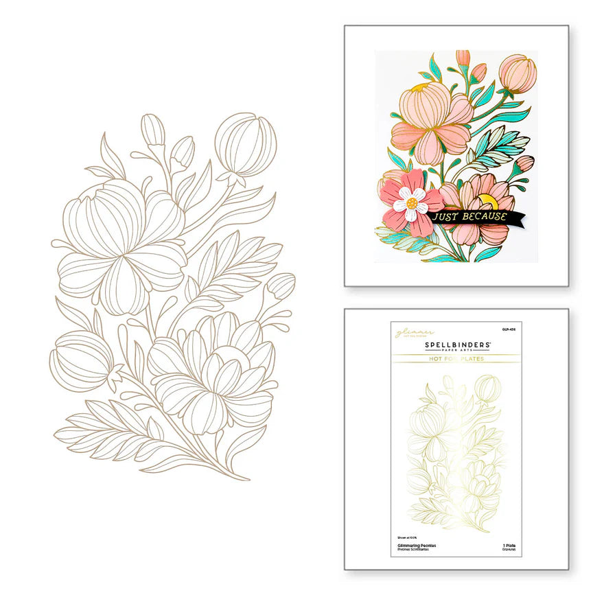 Spellbinders - Glimmer Hot Foil Plate - Glimmering Peonies