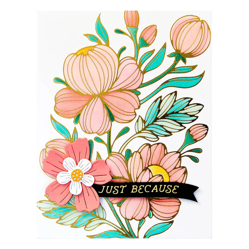 Spellbinders - Glimmer Hot Foil Plate - Glimmering Peonies