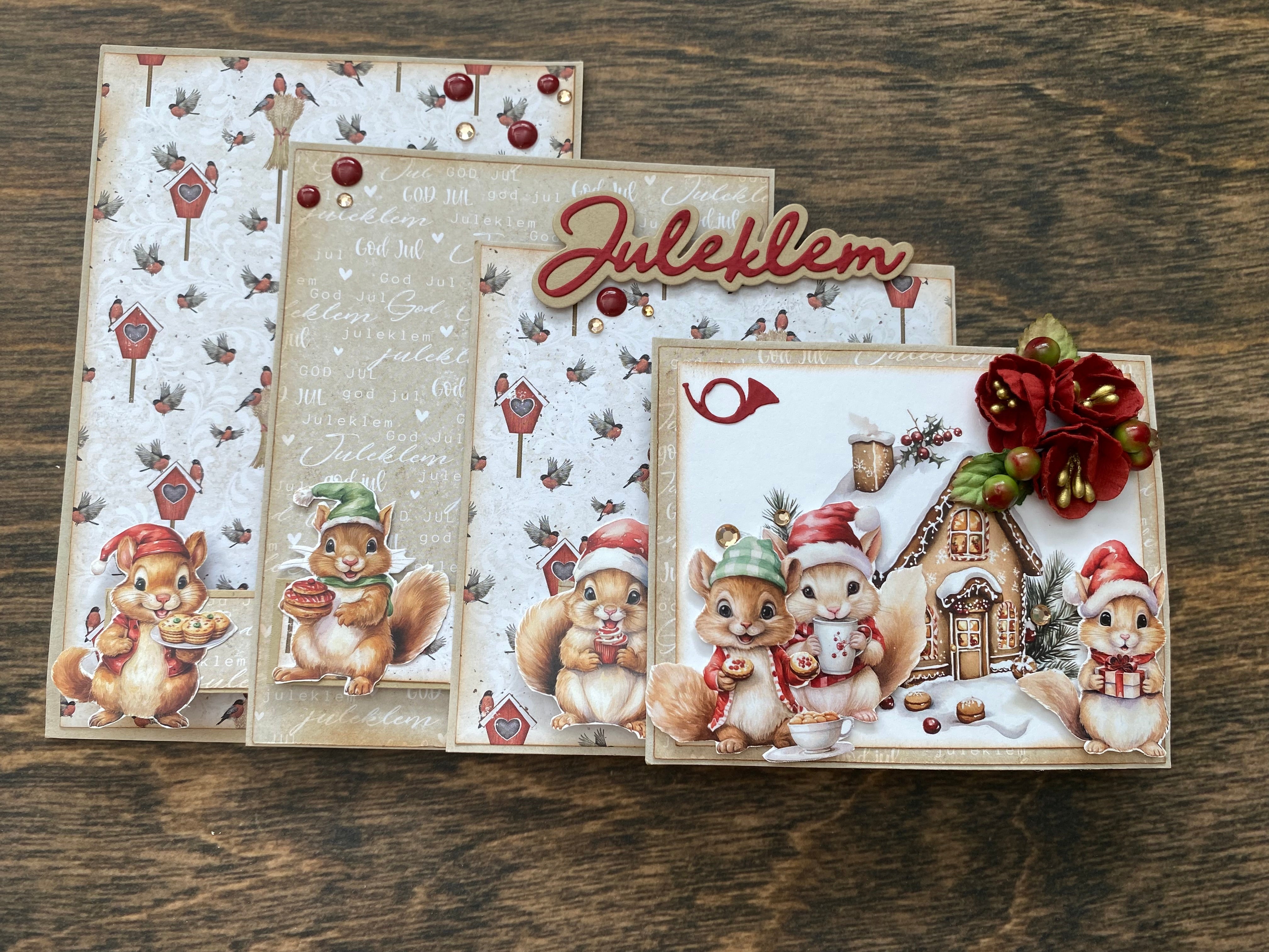 Bikuben Hobby  - Klippeark  A4 - Ekorn og ender i julestemning