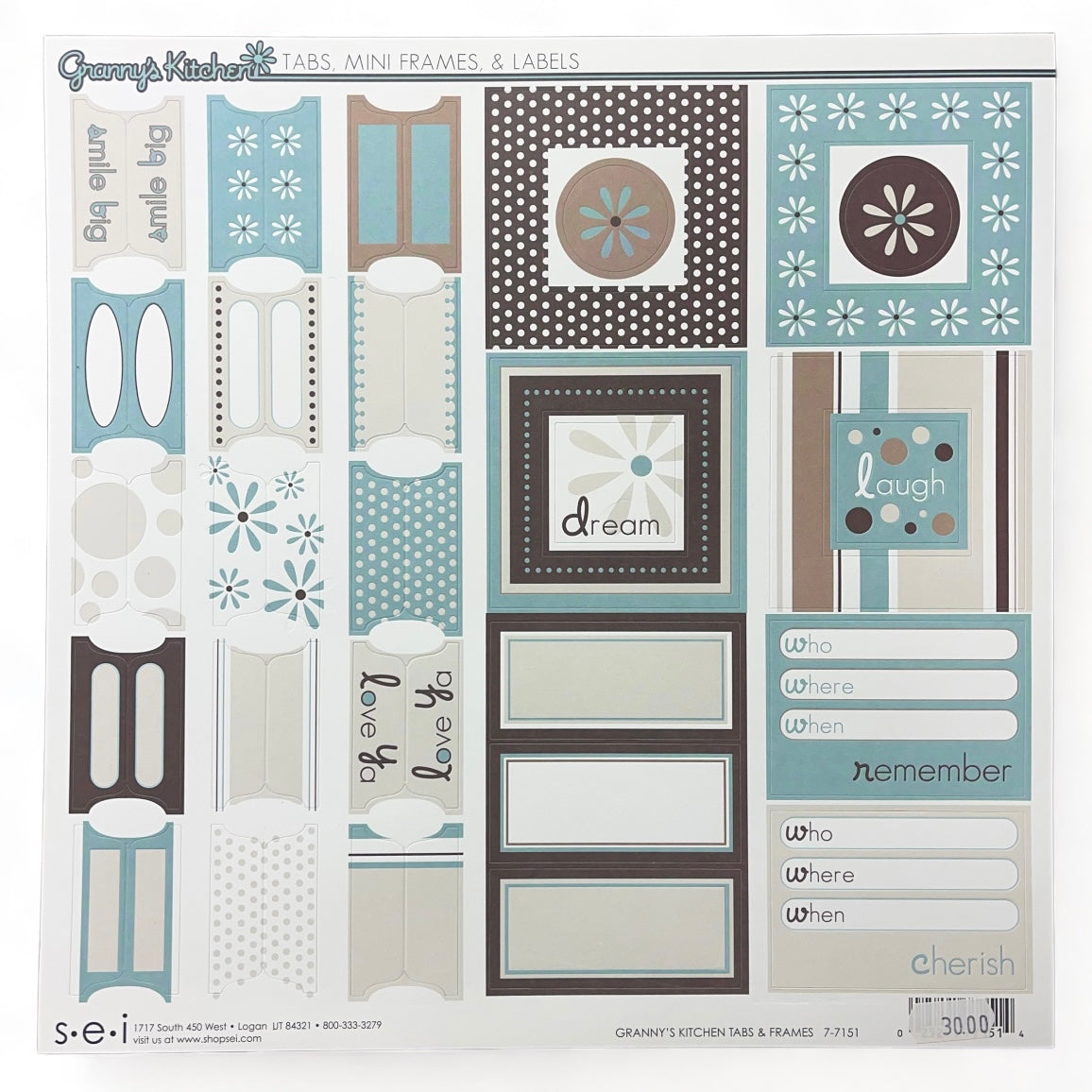 SEI - Granny's Kitchen - Cardstock Tabs & Frame stickers - 12 x 12"