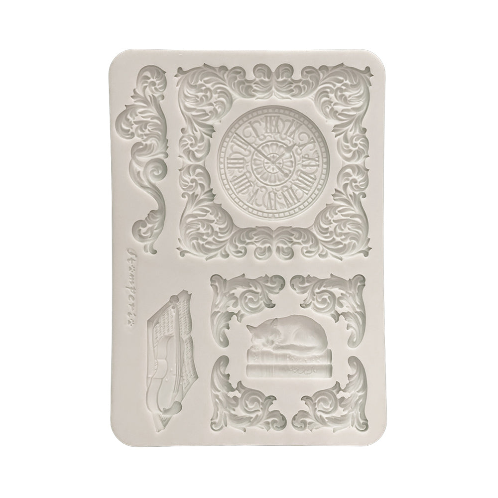 Stamperia  - Silicon Mould -  Symphony - Clock and Cat - A5