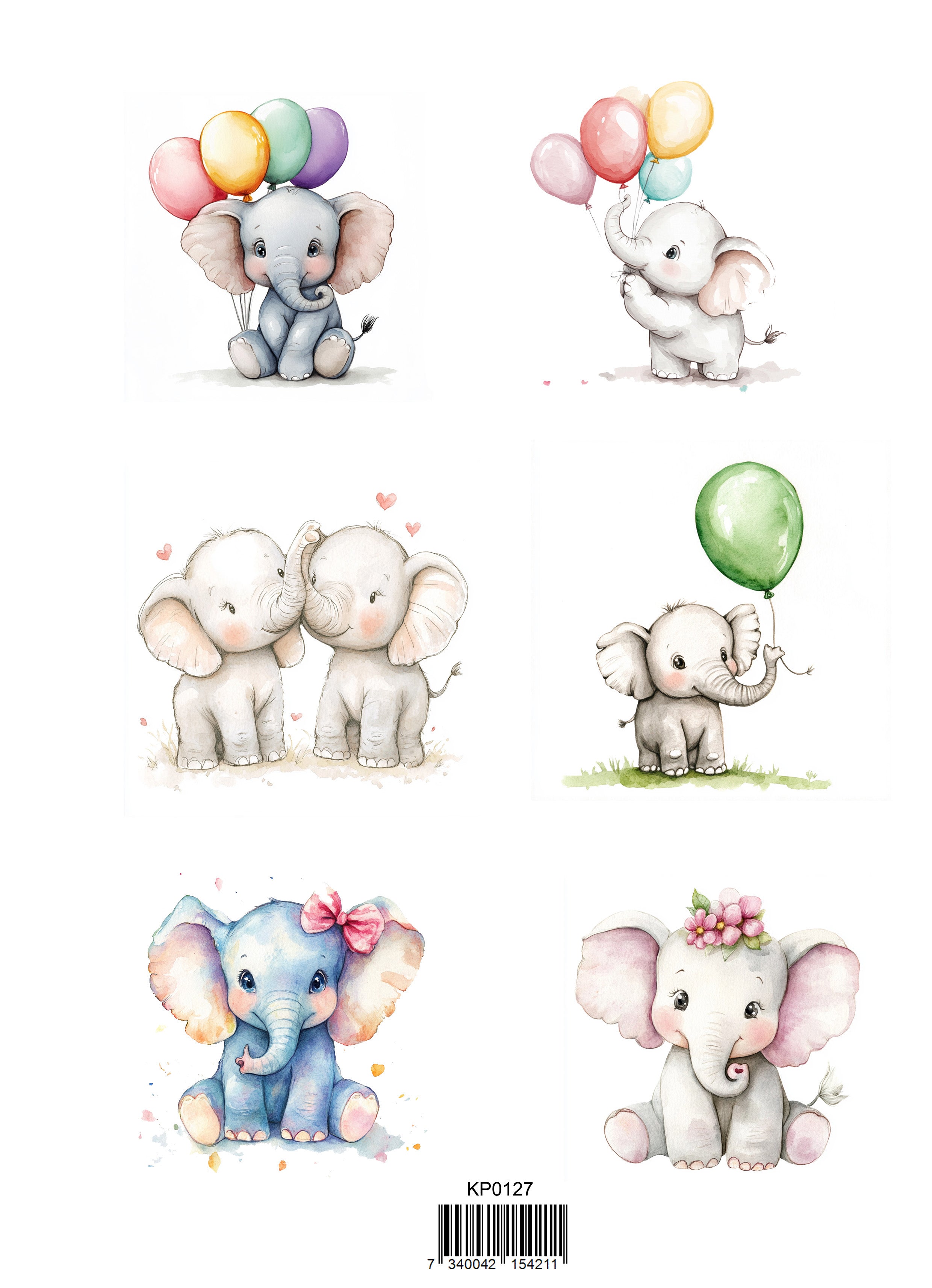 Reprint - Klippark - Cute Elephants - A4