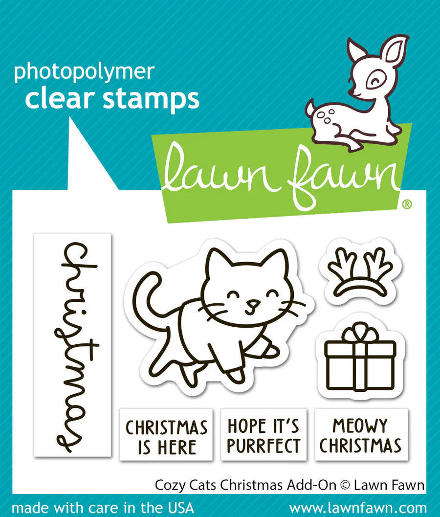 Lawn Fawn - Clear Stamps - Cozy Cats Christmas add-on