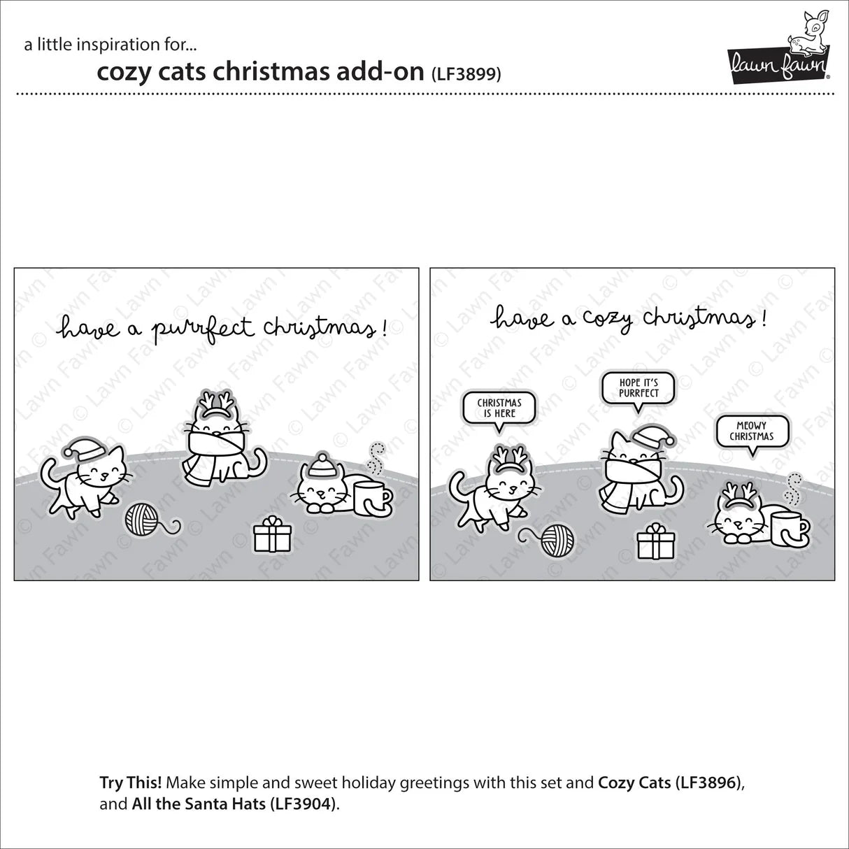 Lawn Fawn - Clear Stamps - Cozy Cats Christmas add-on