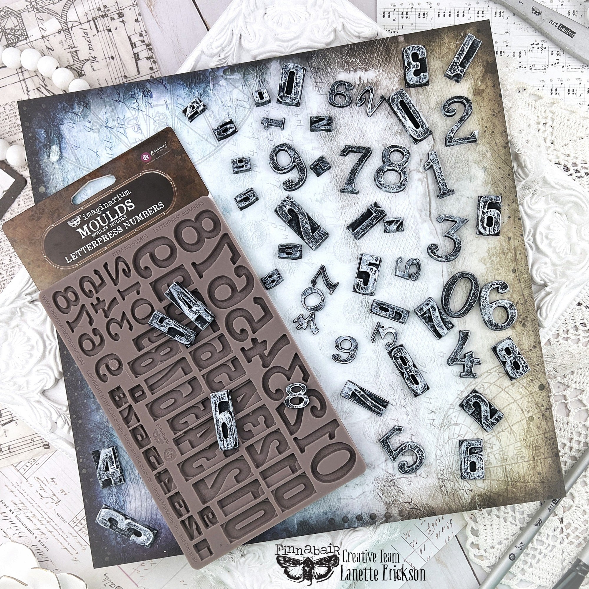 Prima - Finnabair Decor Mould - Letterpress Numbers