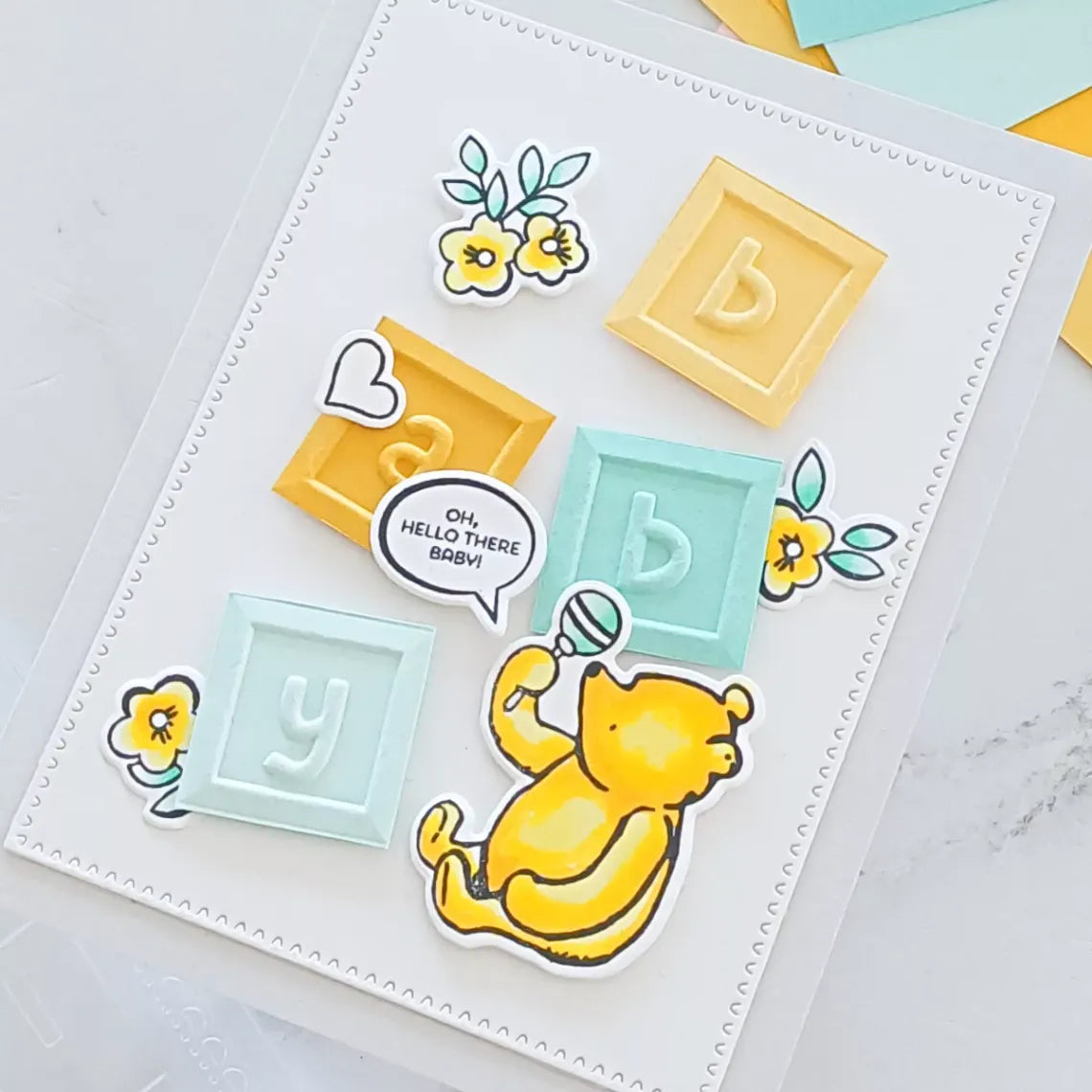 Spellbinders- Say Cheese Classic Pooh Baby - 3D embossing Folder - Classic Pooh Baby Blocks
