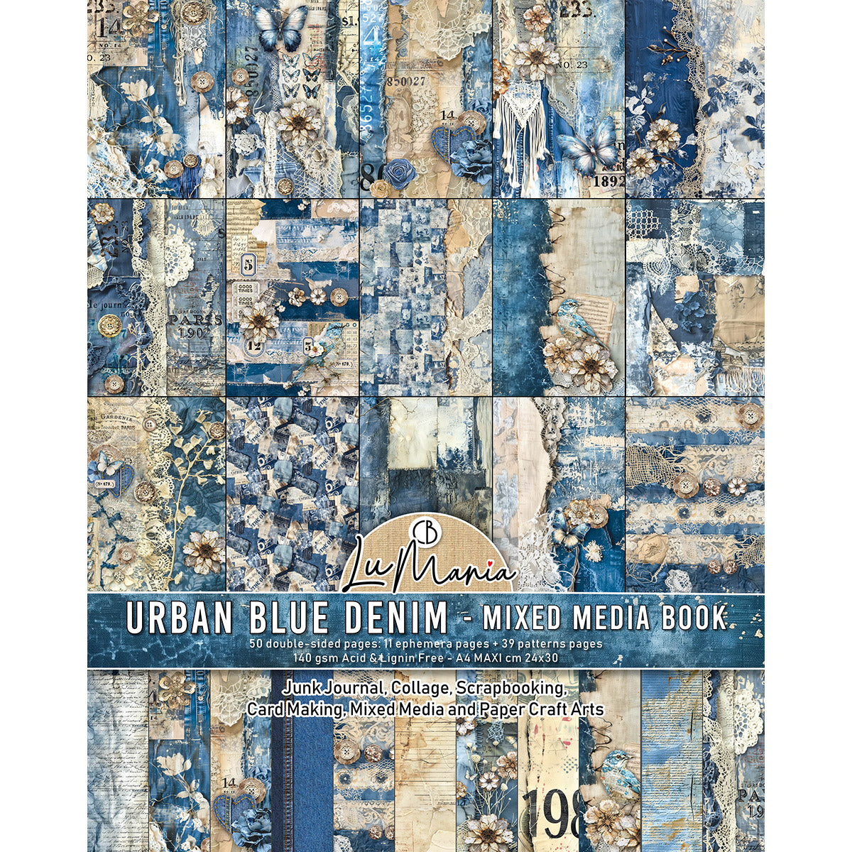 Ciao Bella - Mixed Media Book - Urban Blue Denim - Maxi