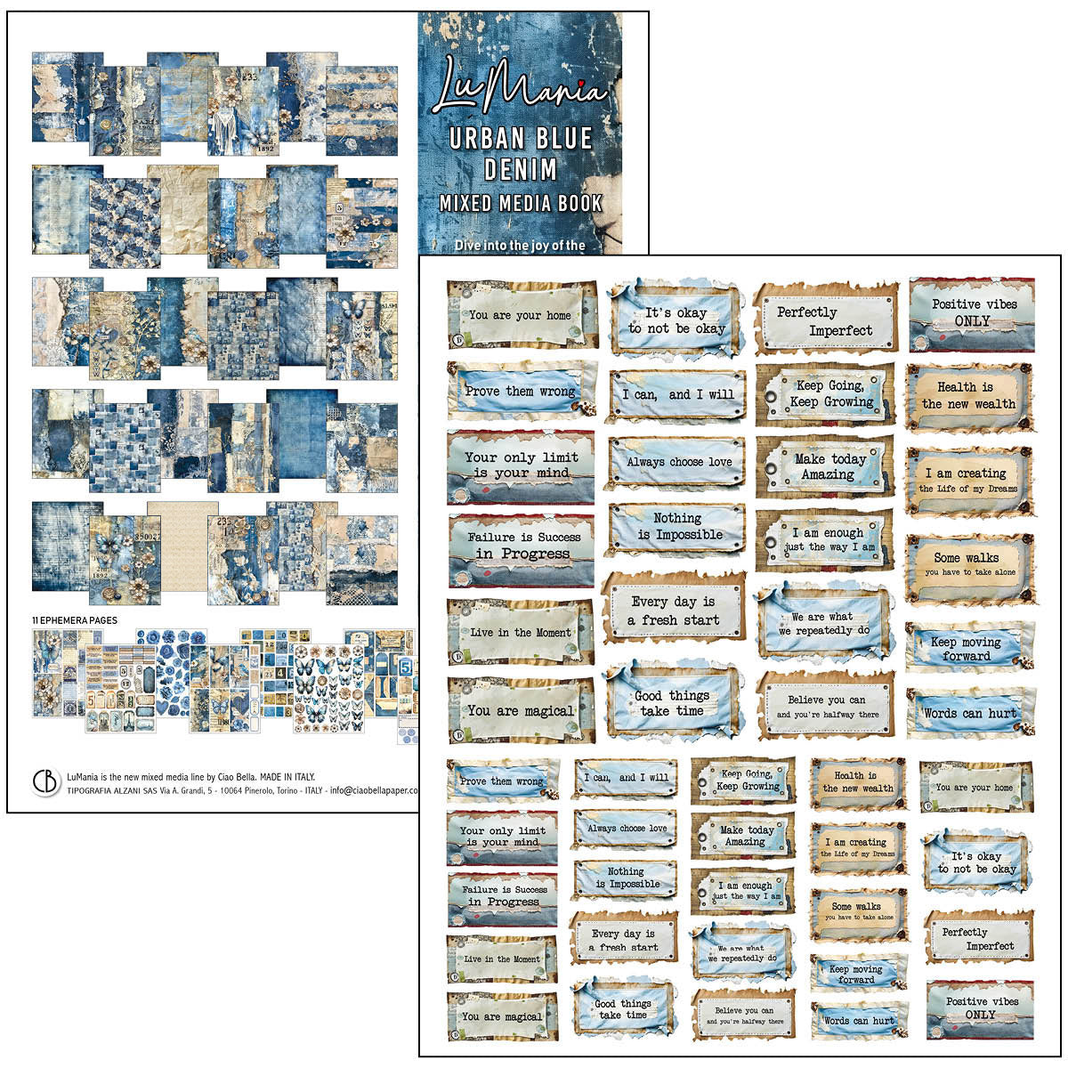 Ciao Bella - Mixed Media Book - Urban Blue Denim - Maxi