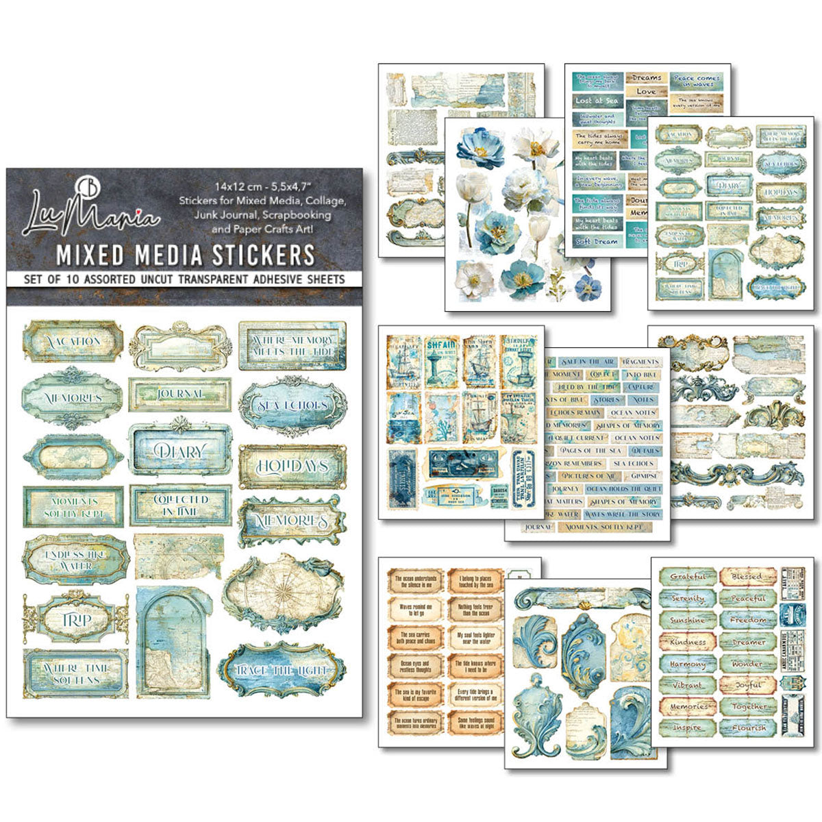 Ciao Bella - Mixed Media  Art Sticker set - Edge of the ocean