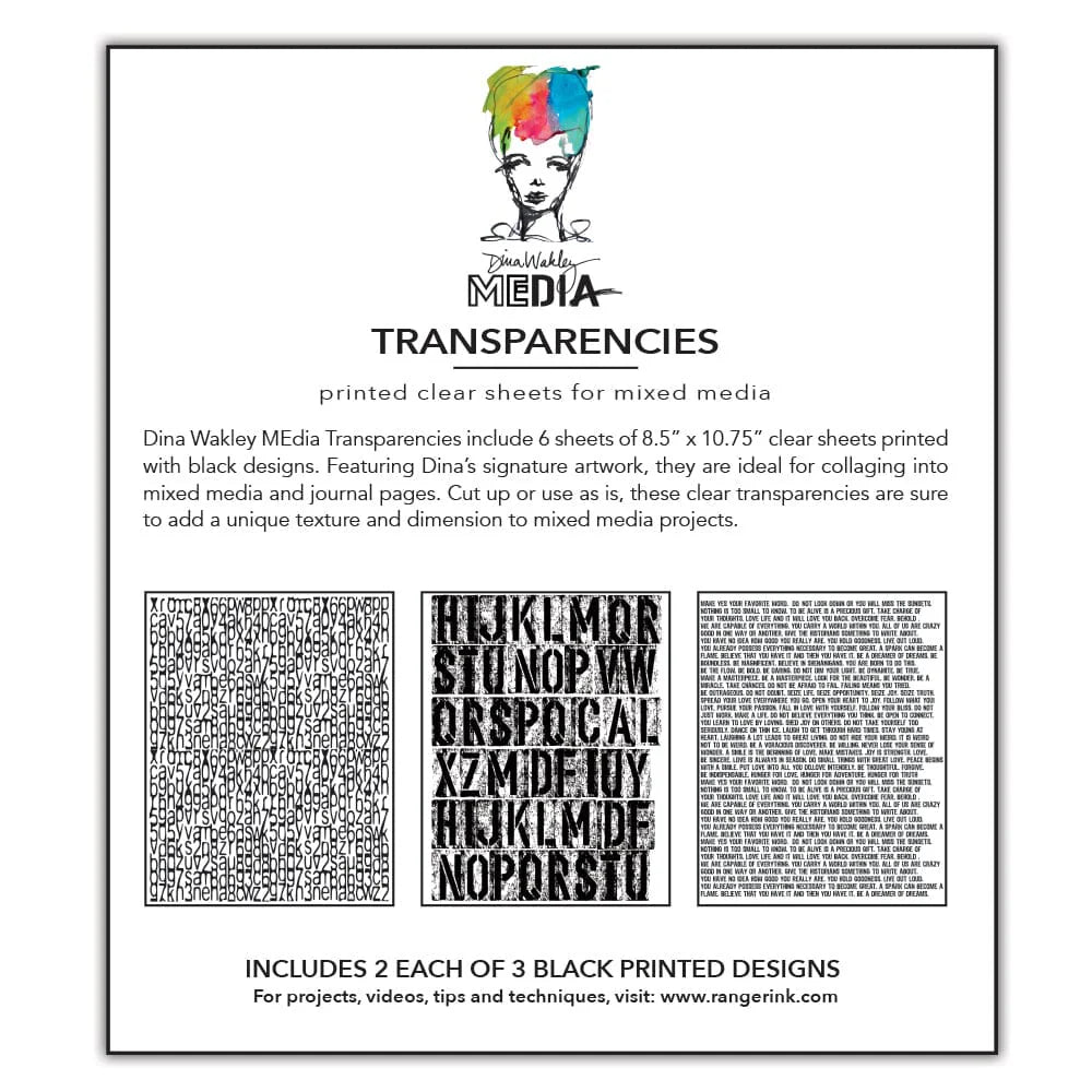 Dina Wakley Media - Transparencies  - Typographi set 2