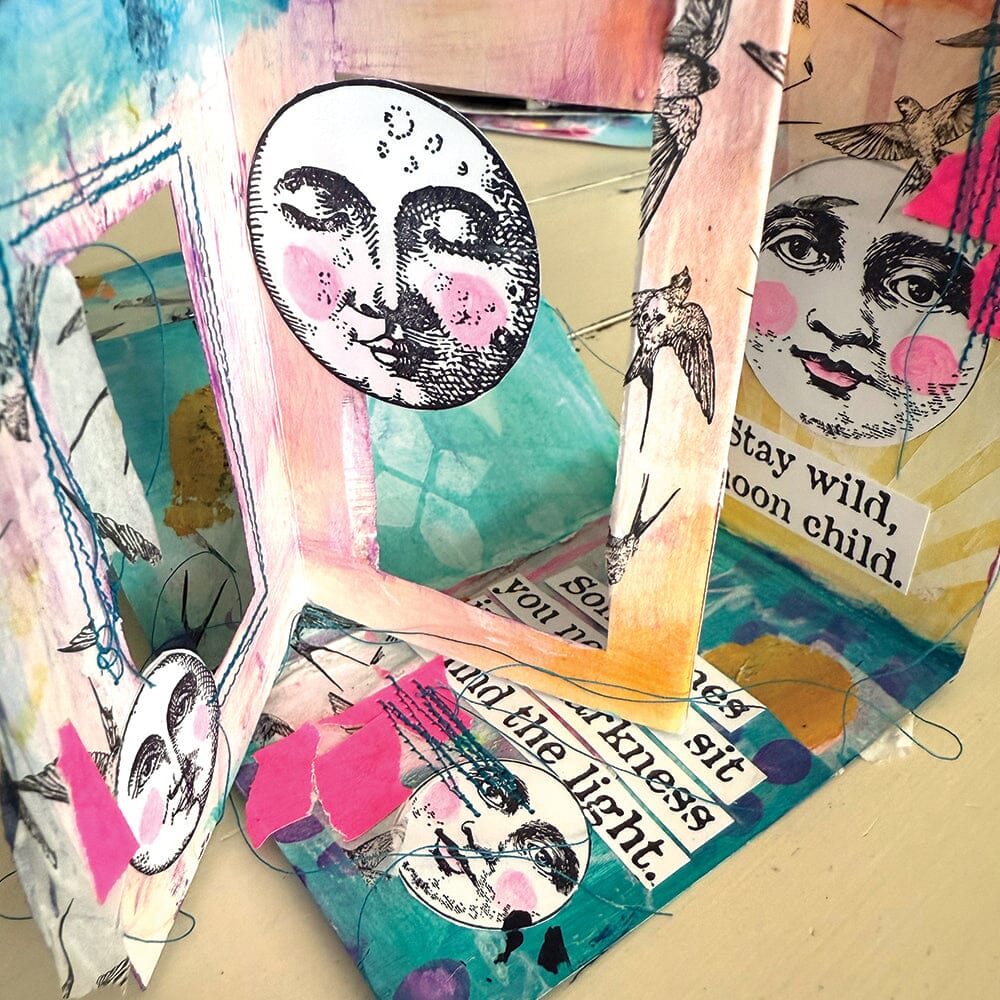 Dina Wakley Media - Stamps - Vintage Moon Faces