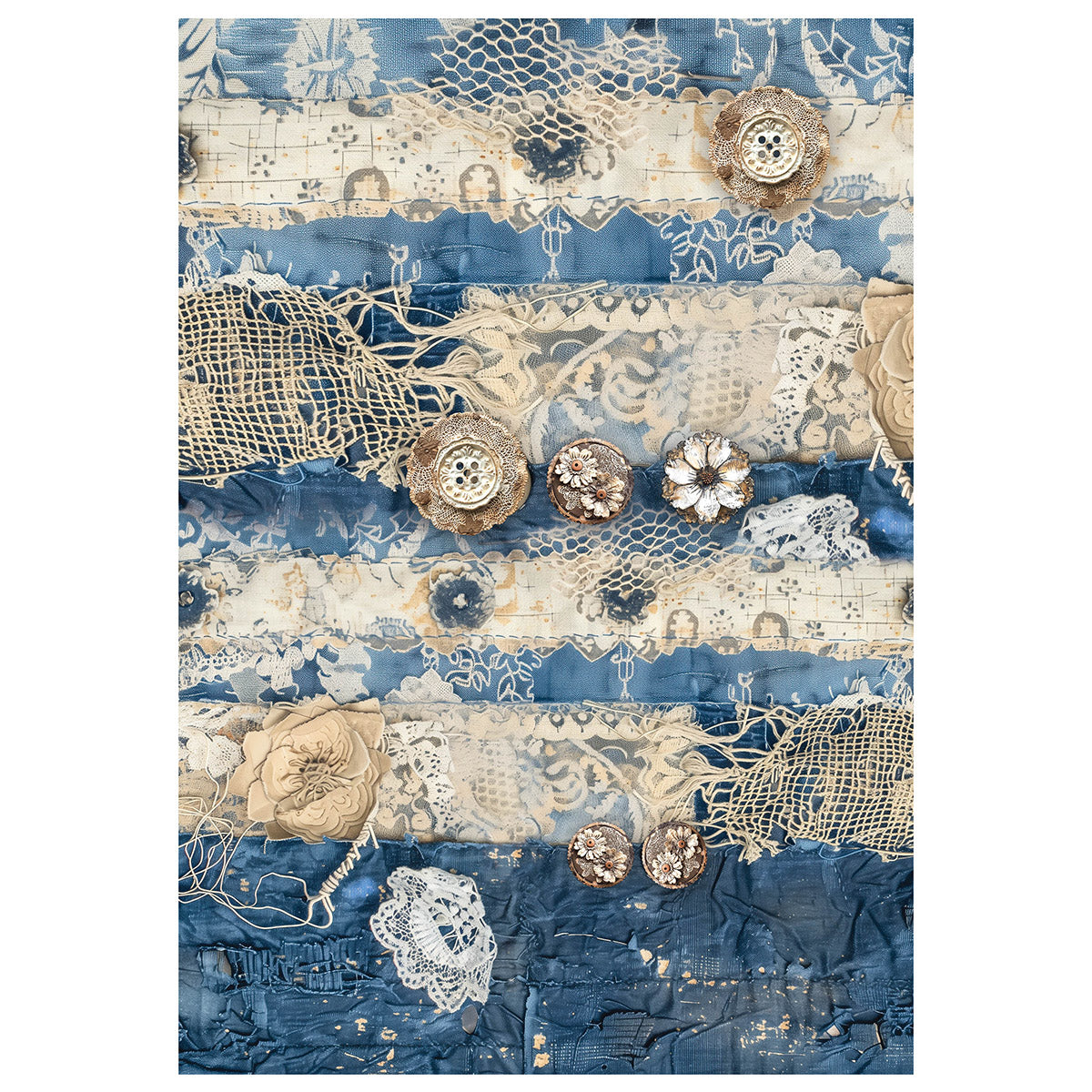 Ciao Bella - Urban Blue Denim  - Mixed Rice Paper A4