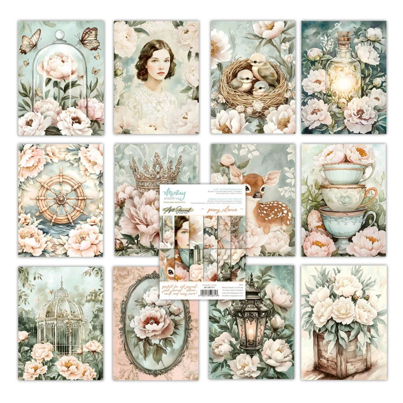Mintay Papers - 6 x 8" Art Journal Paper Pad - Peony Silence
