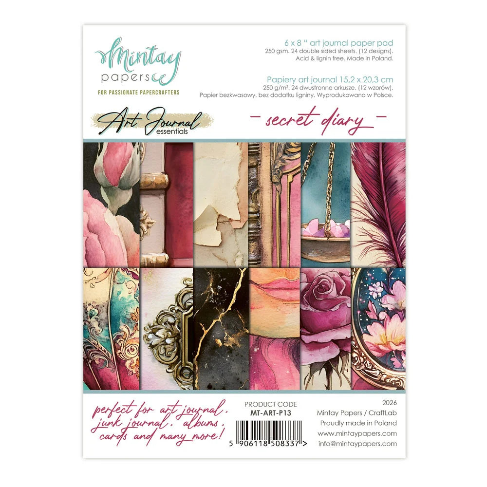Mintay Papers - 6 x 8" Art Journal Paper Pad - Secret Diary