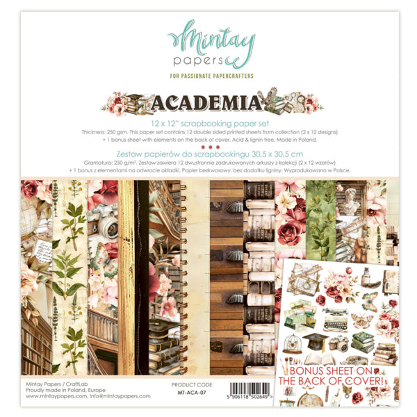 Mintay Papers  - Academia - Paper Pack  - 12 x 12"